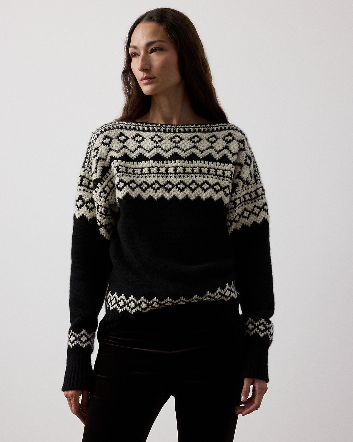 Ralph Lauren Cashmere Jacquard Boatneck Sweater