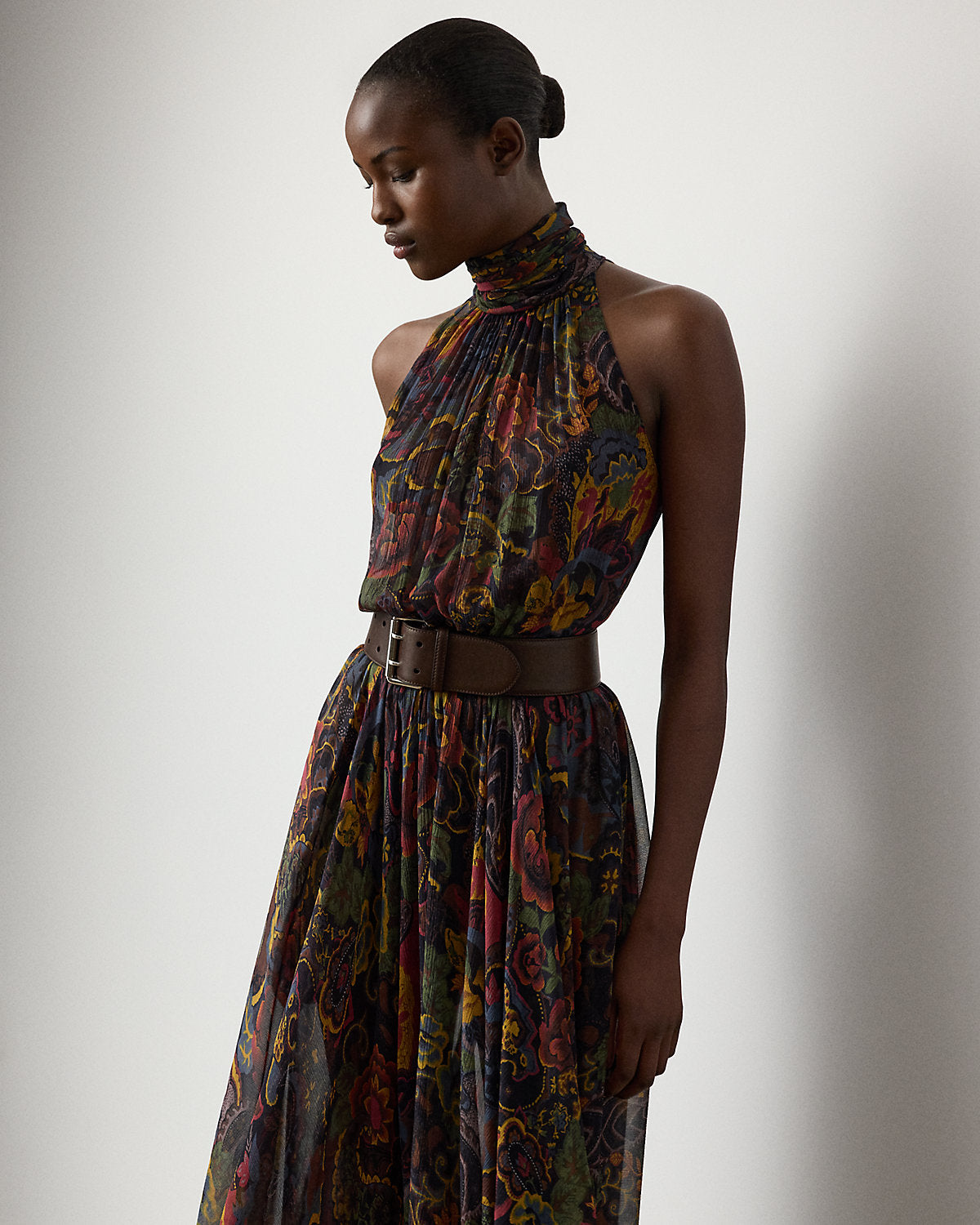 Ralph Lauren Kylee Paisley Crinkle Chiffon Day Dress