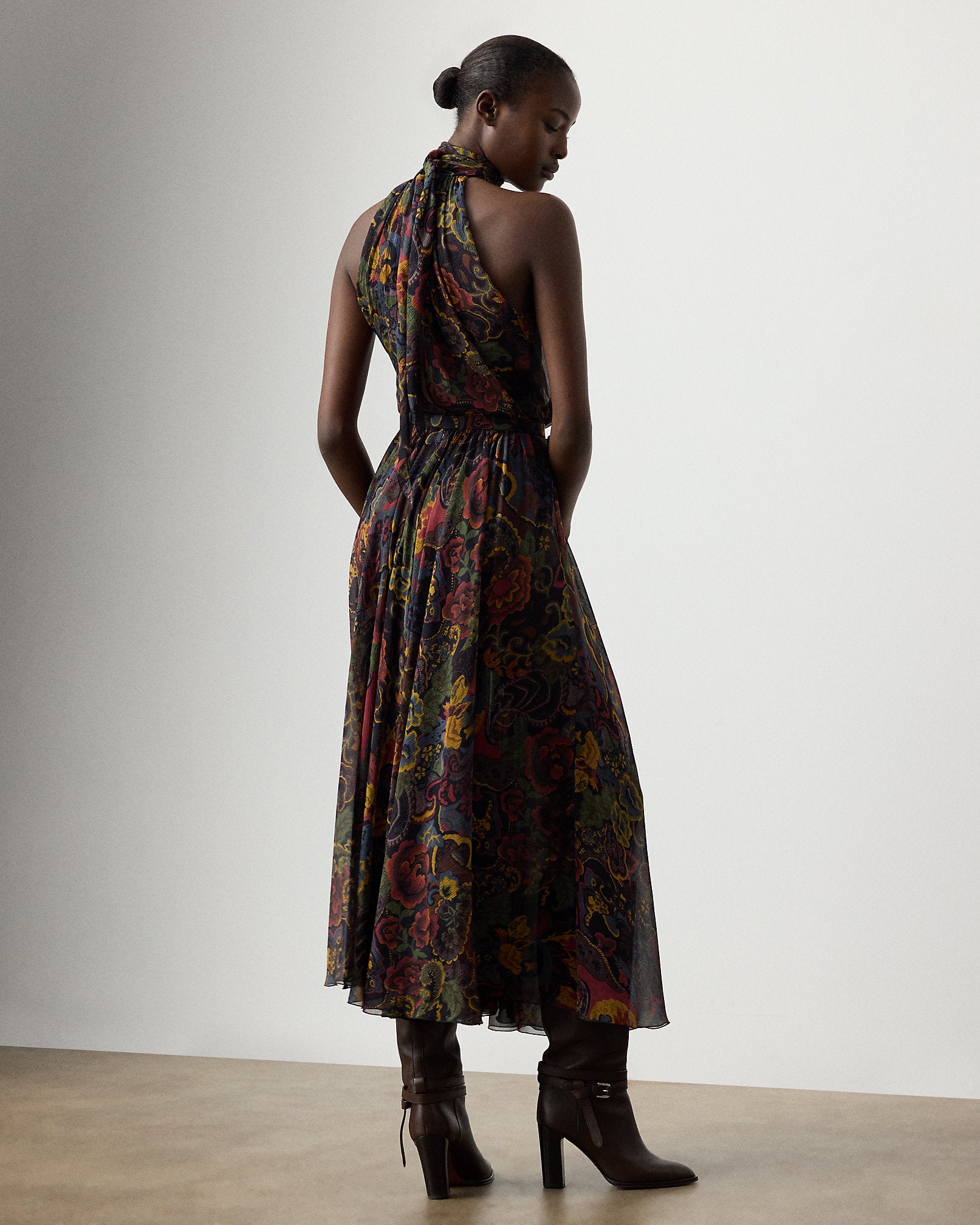 Ralph Lauren Kylee Paisley Crinkle Chiffon Day Dress