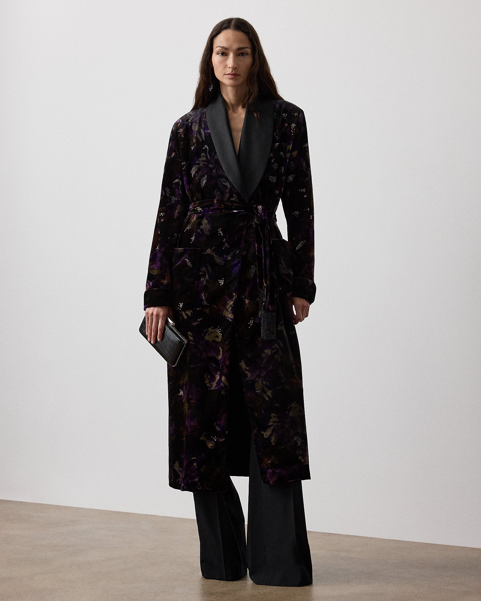 Ralph Lauren Emmit Embellished Floral Velvet Coat