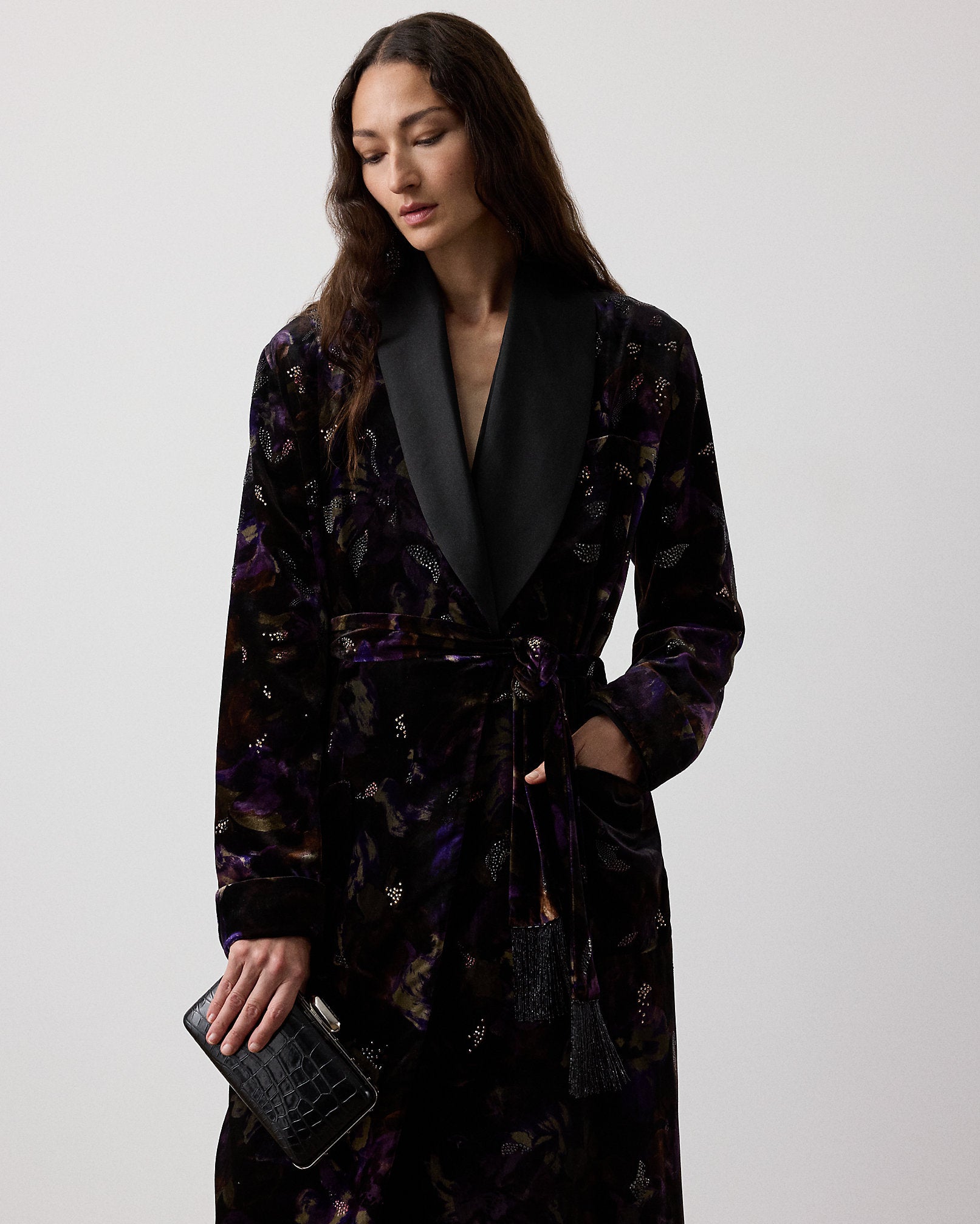Ralph Lauren Emmit Embellished Floral Velvet Coat