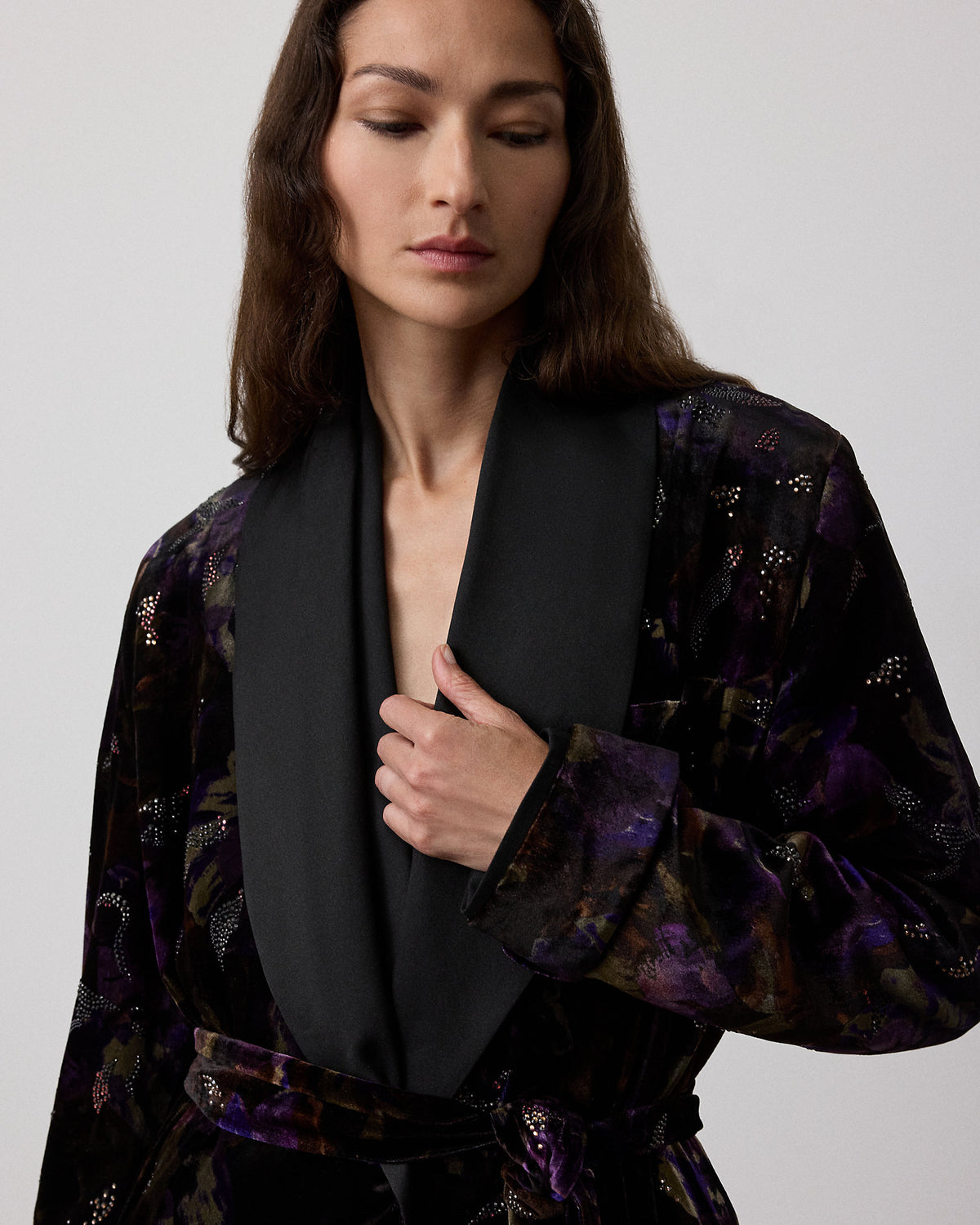 Ralph Lauren Emmit Embellished Floral Velvet Coat