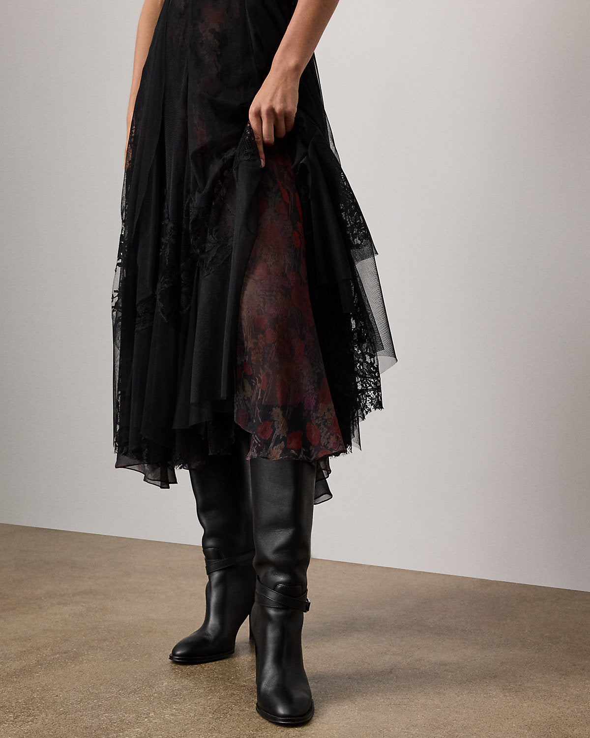 Ralph Lauren Quinn Embroidered Tulle Cocktail Dress