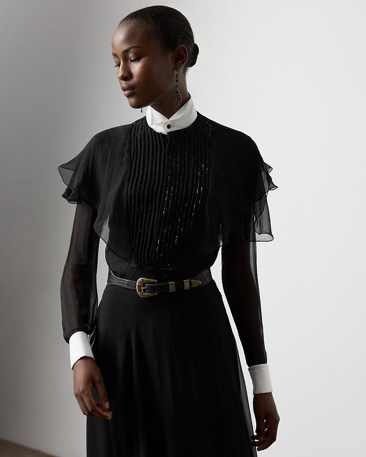 Ralph Lauren Emala Silk Chiffon Evening Dress