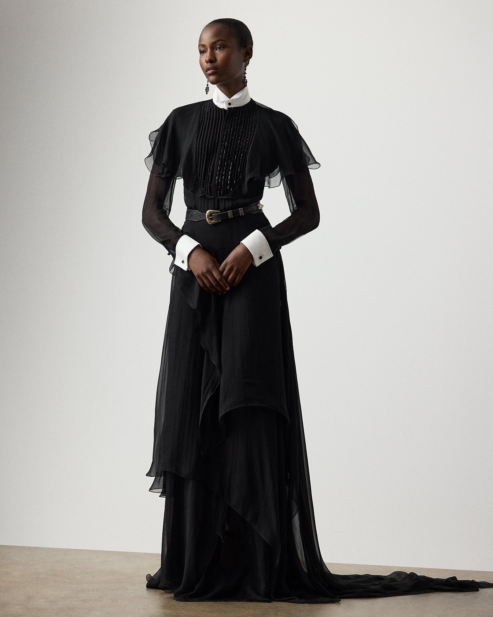Ralph Lauren Emala Silk Chiffon Evening Dress