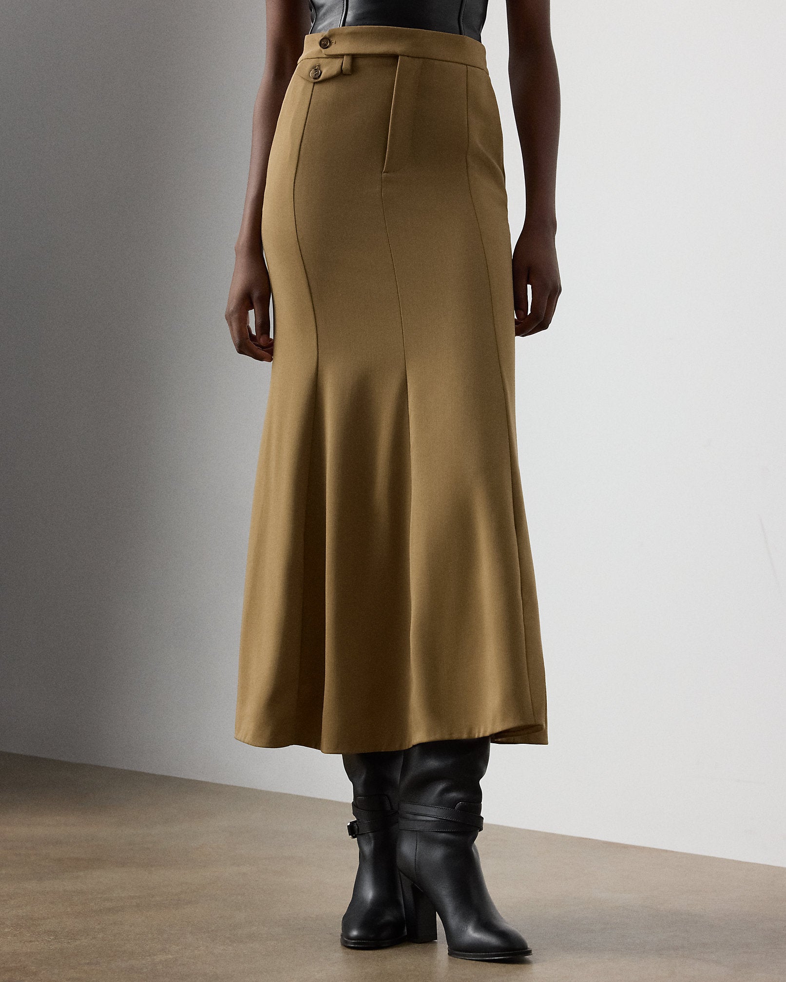 Ralph Lauren Teyanna Wool Gabardine Skirt