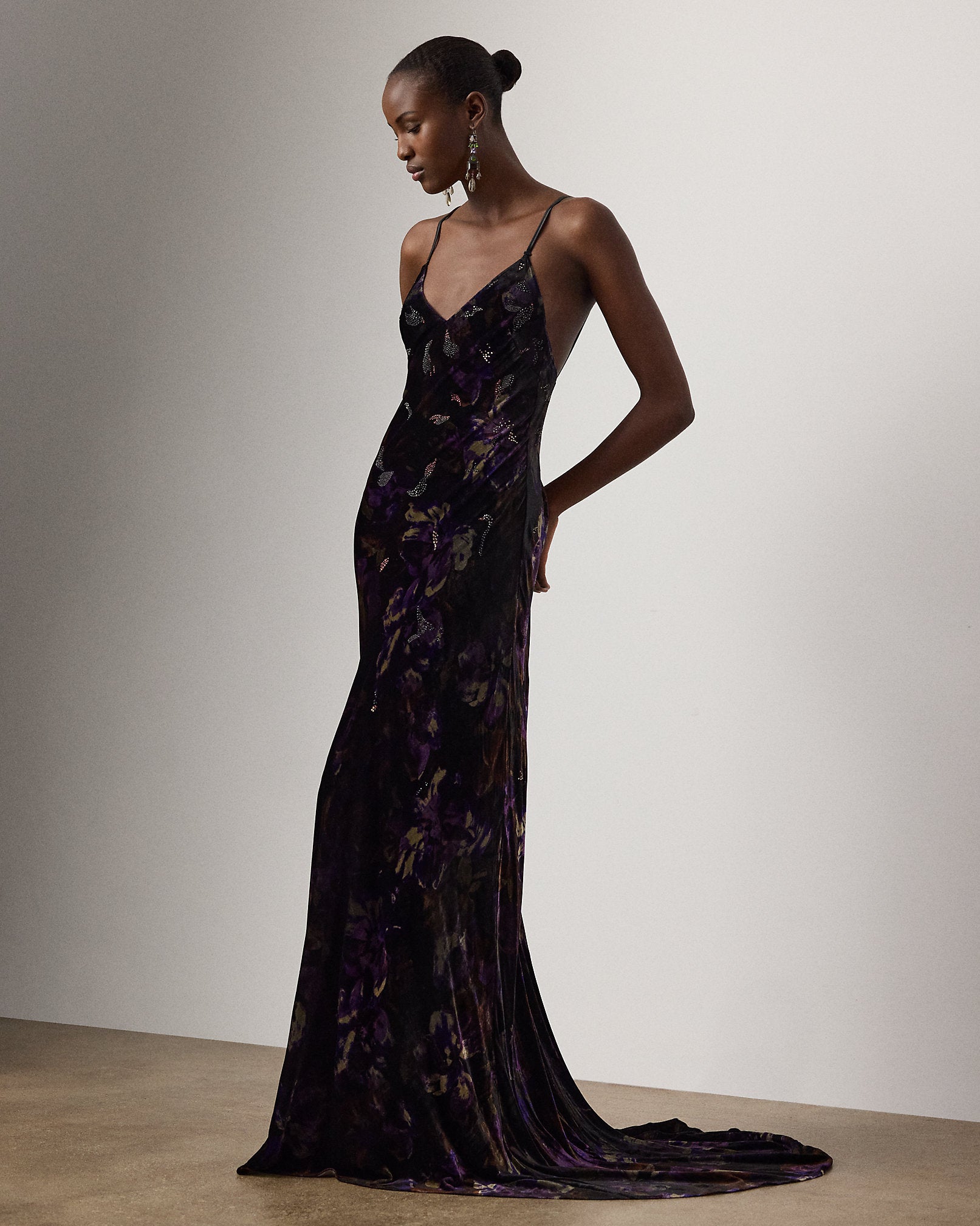 Ralph Lauren Shayna Embellished Floral Evening Dress