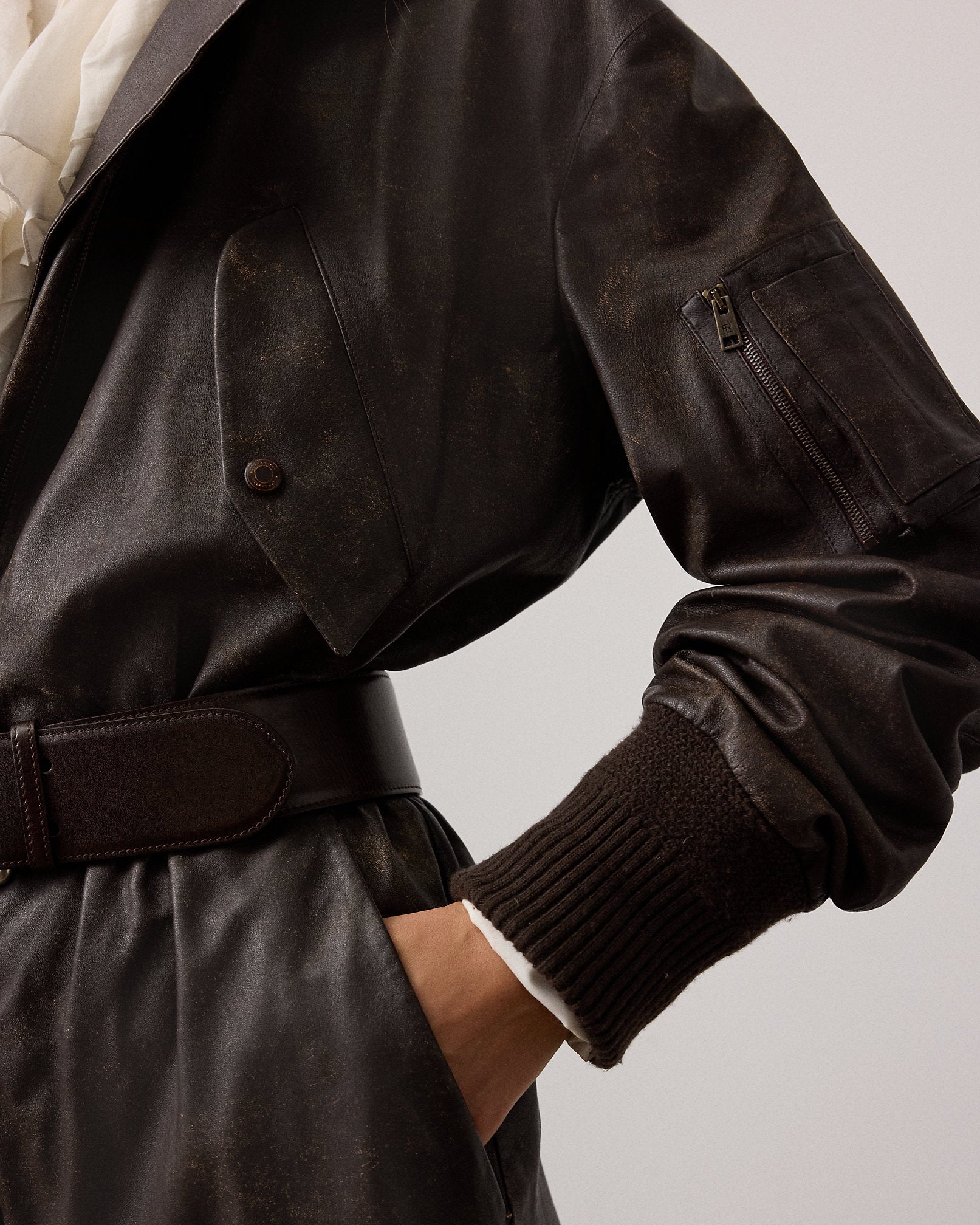 Ralph Lauren Vaughn Distressed Lambskin Jumpsuit