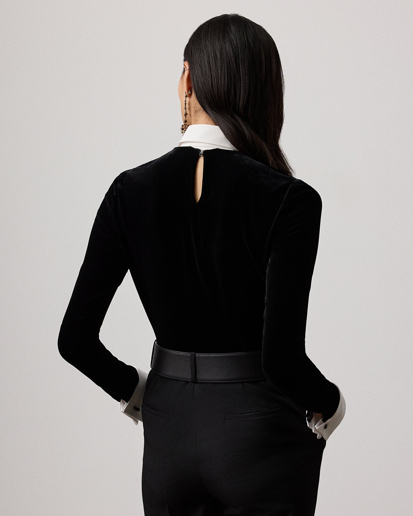 Ralph Lauren Missy Embellished Velvet Shirt
