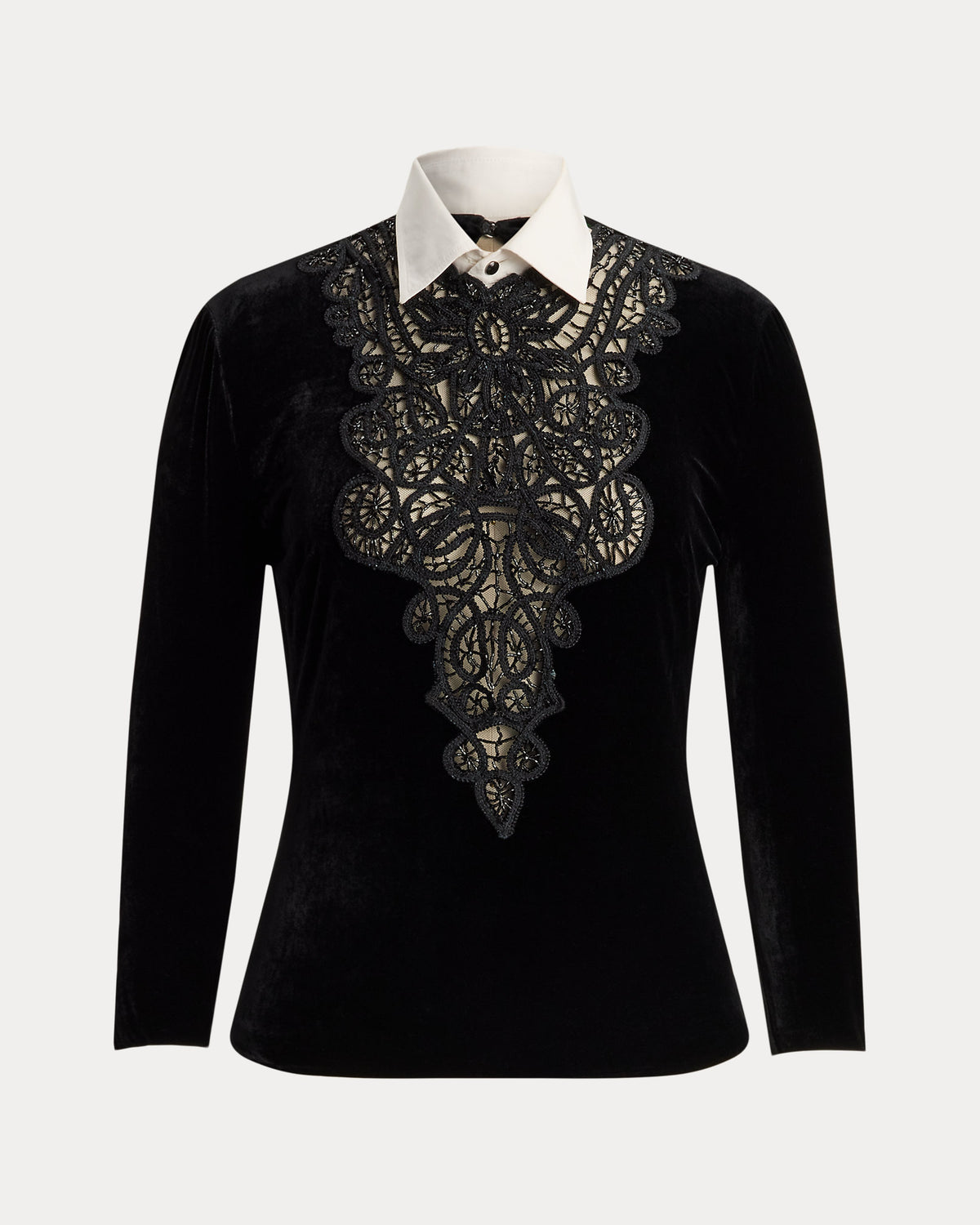 Ralph Lauren Missy Embellished Velvet Shirt