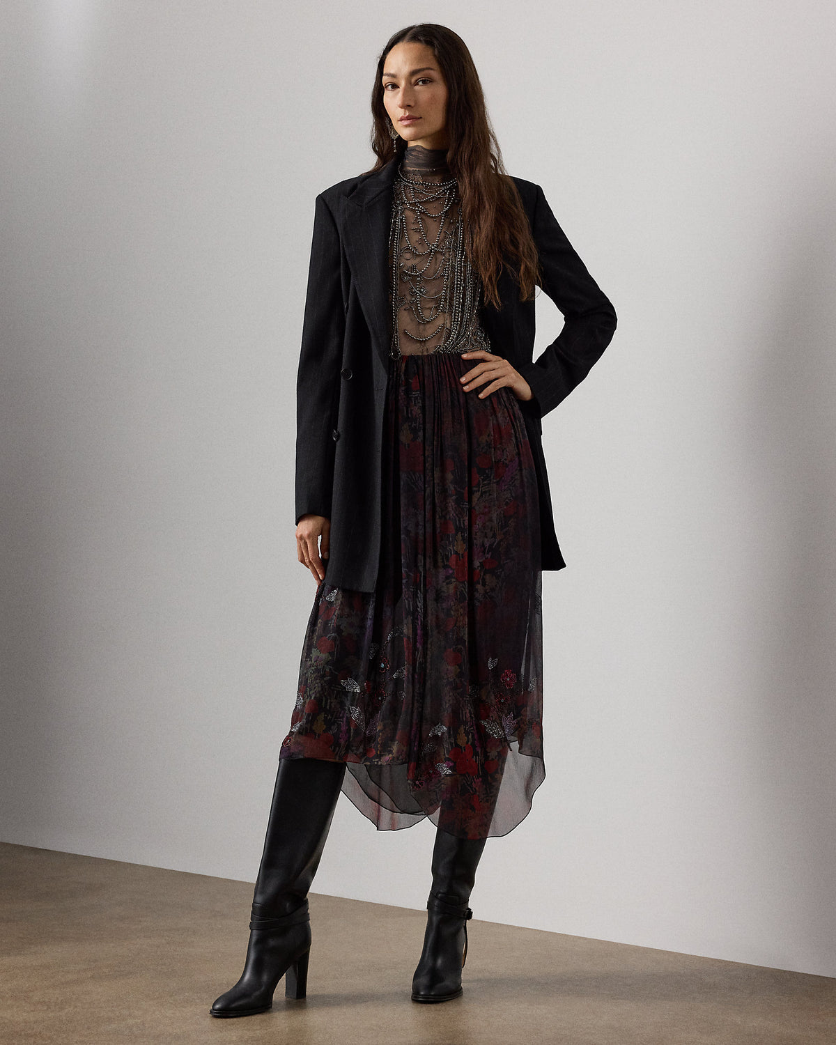 Ralph Lauren Gabriella Embellished Floral Skirt