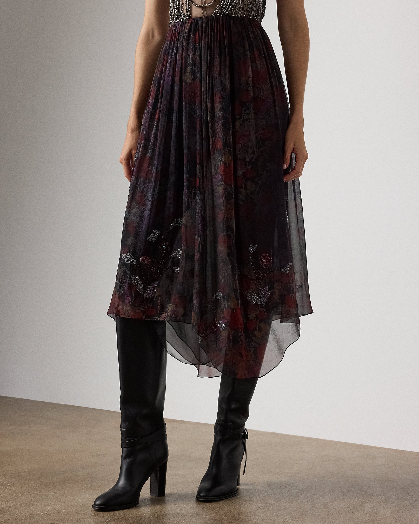 Ralph Lauren Gabriella Embellished Floral Skirt