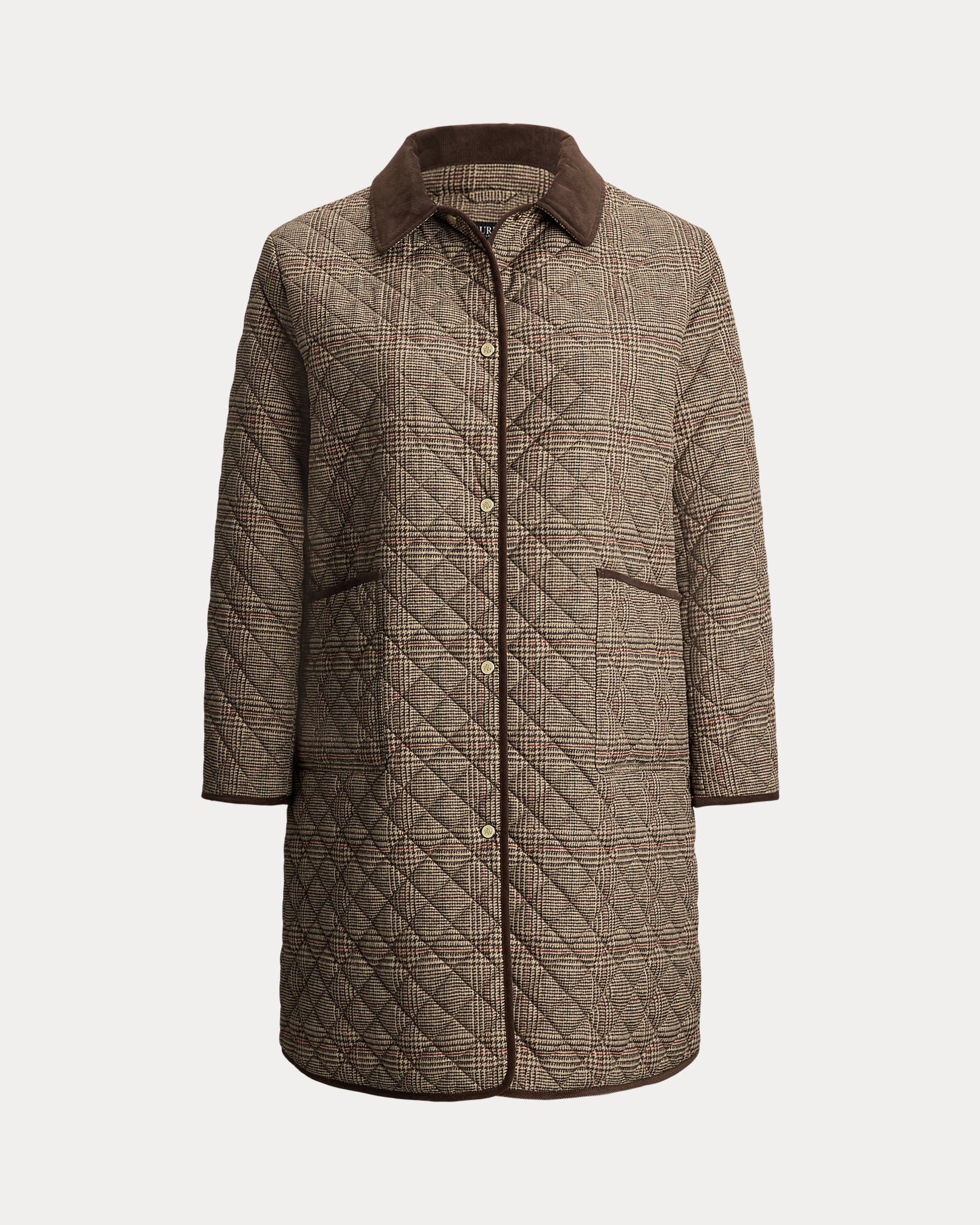 Ralph Lauren Glen Plaid CorduroyTrim Quilted Jacket
