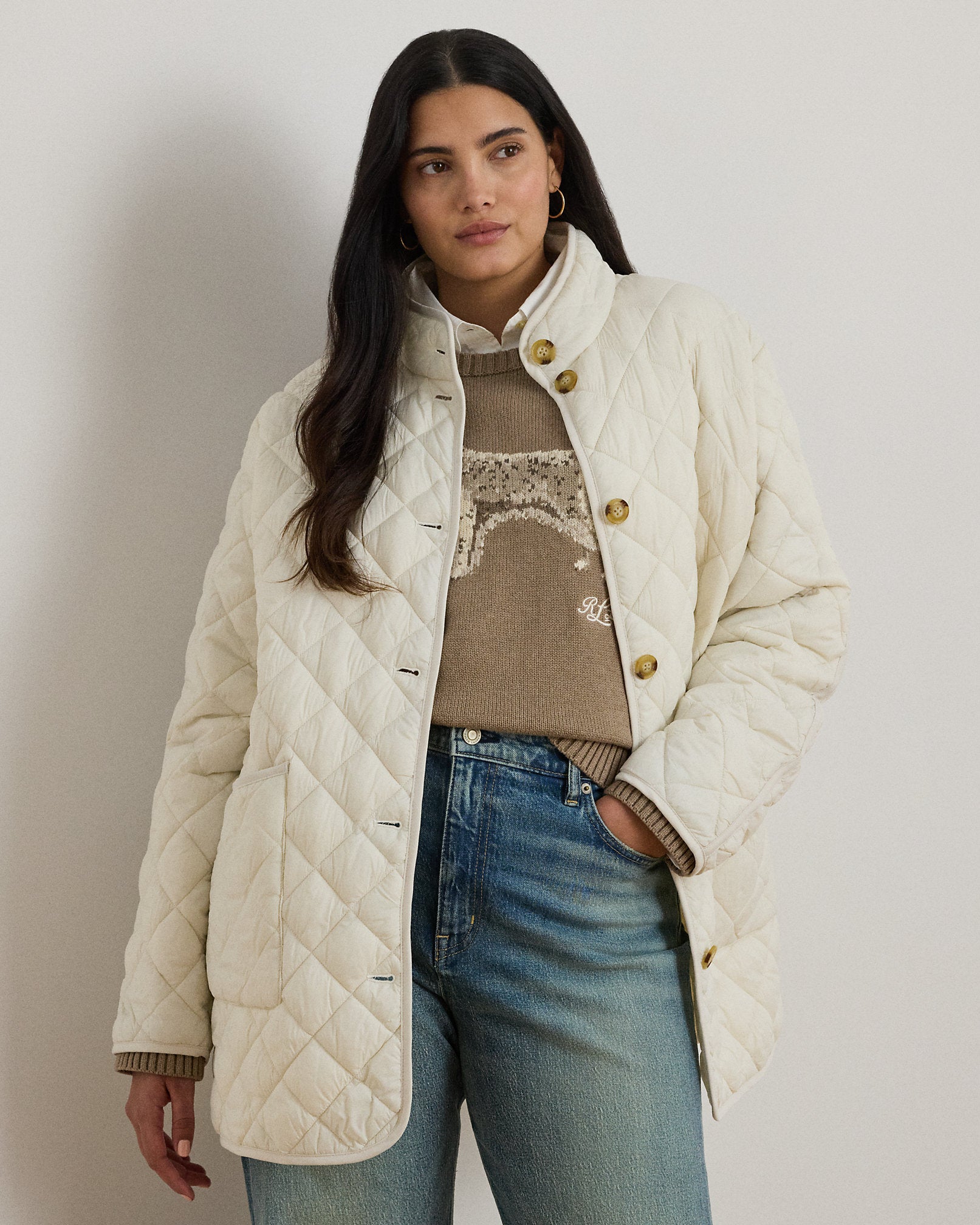Ralph Lauren DiamondQuilted Mockneck Jacket