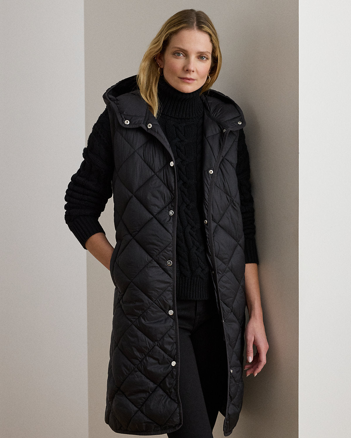 Ralph Lauren DiamondQuilted Hooded Vest