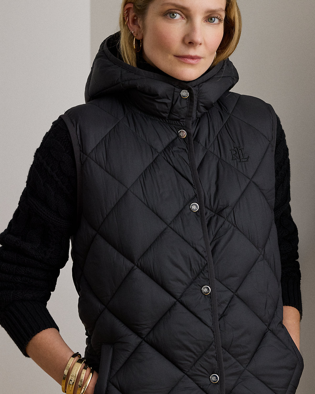 Ralph Lauren DiamondQuilted Hooded Vest