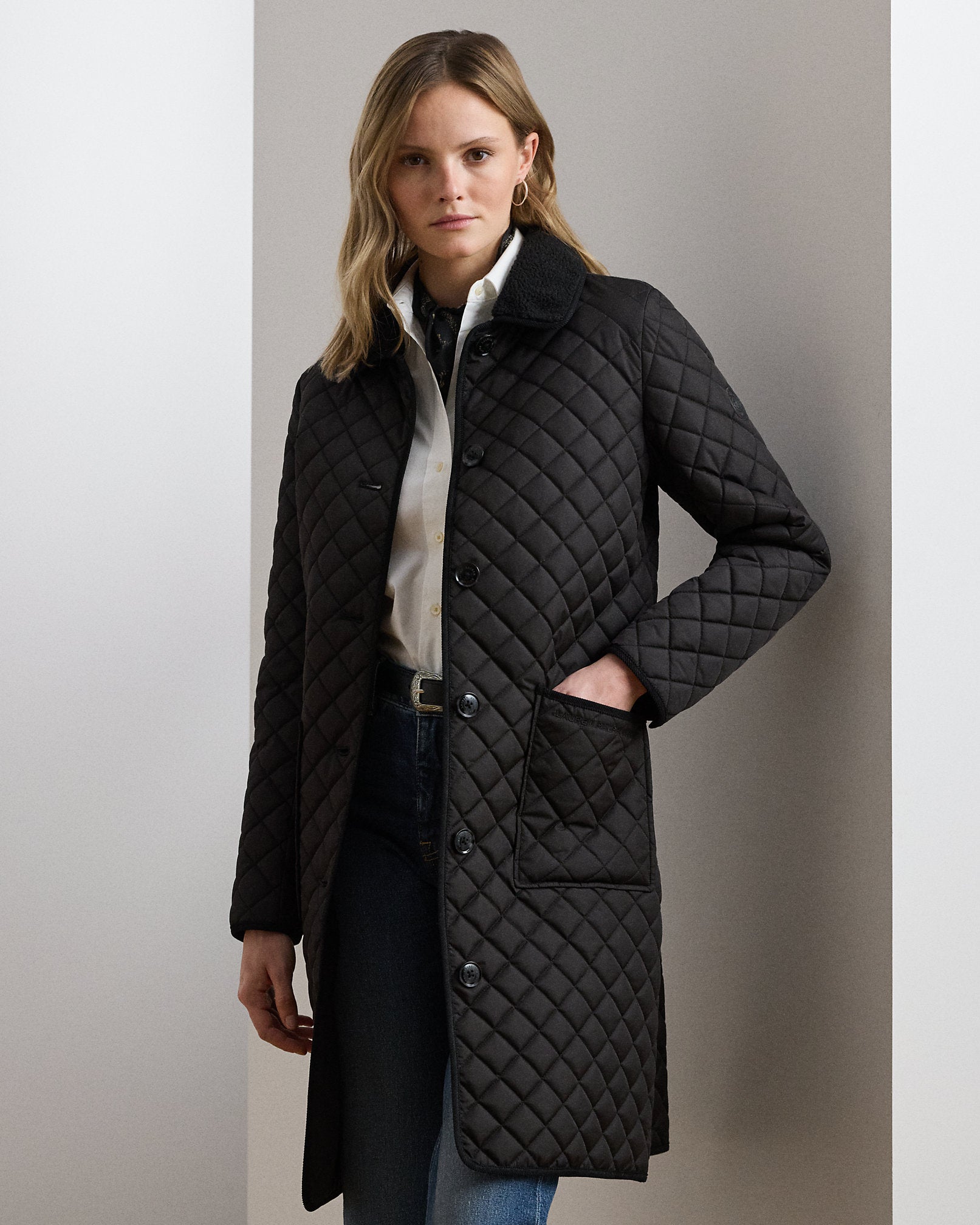 Ralph Lauren FauxShearlingTrim Quilted Jacket