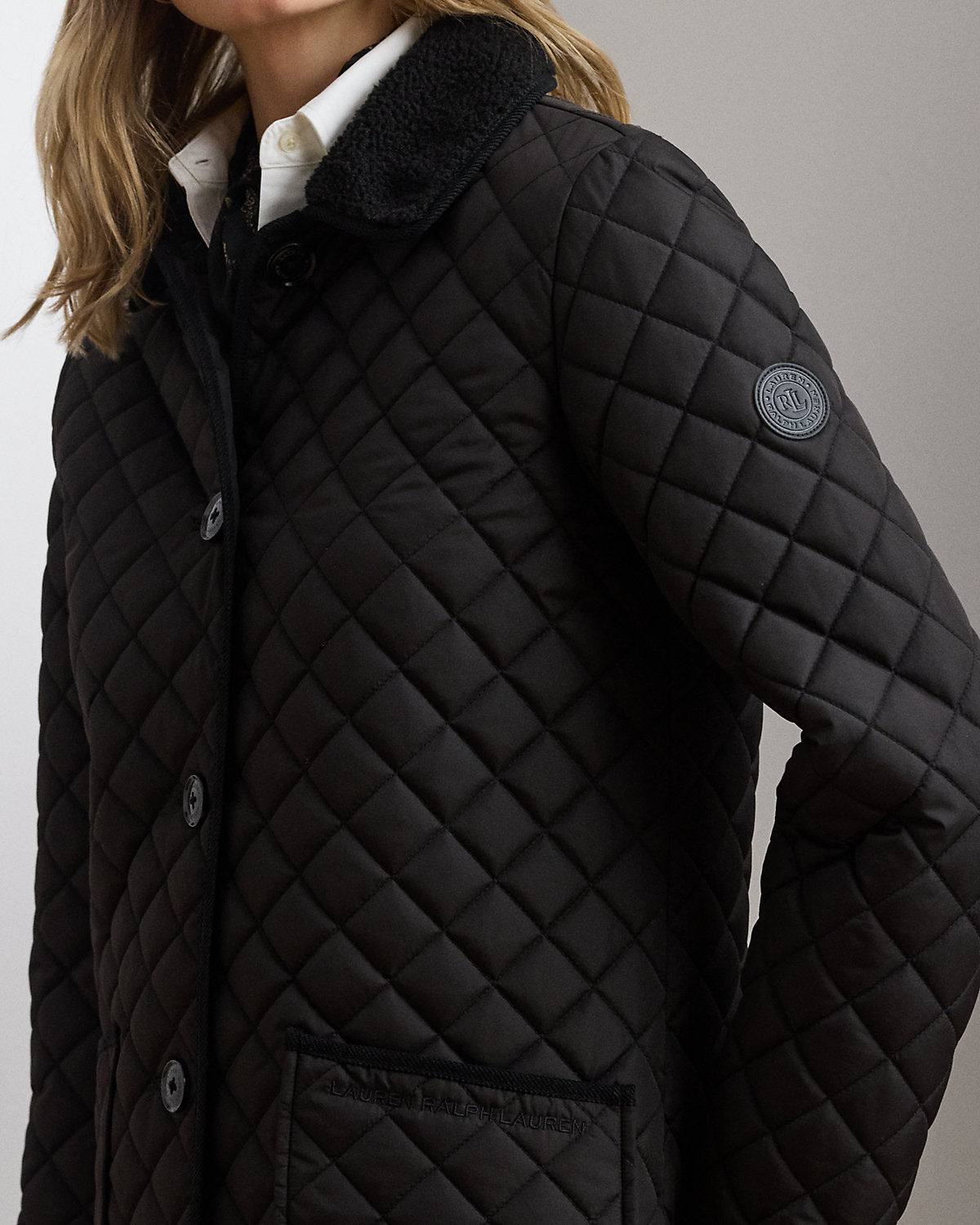 Ralph Lauren FauxShearlingTrim Quilted Jacket