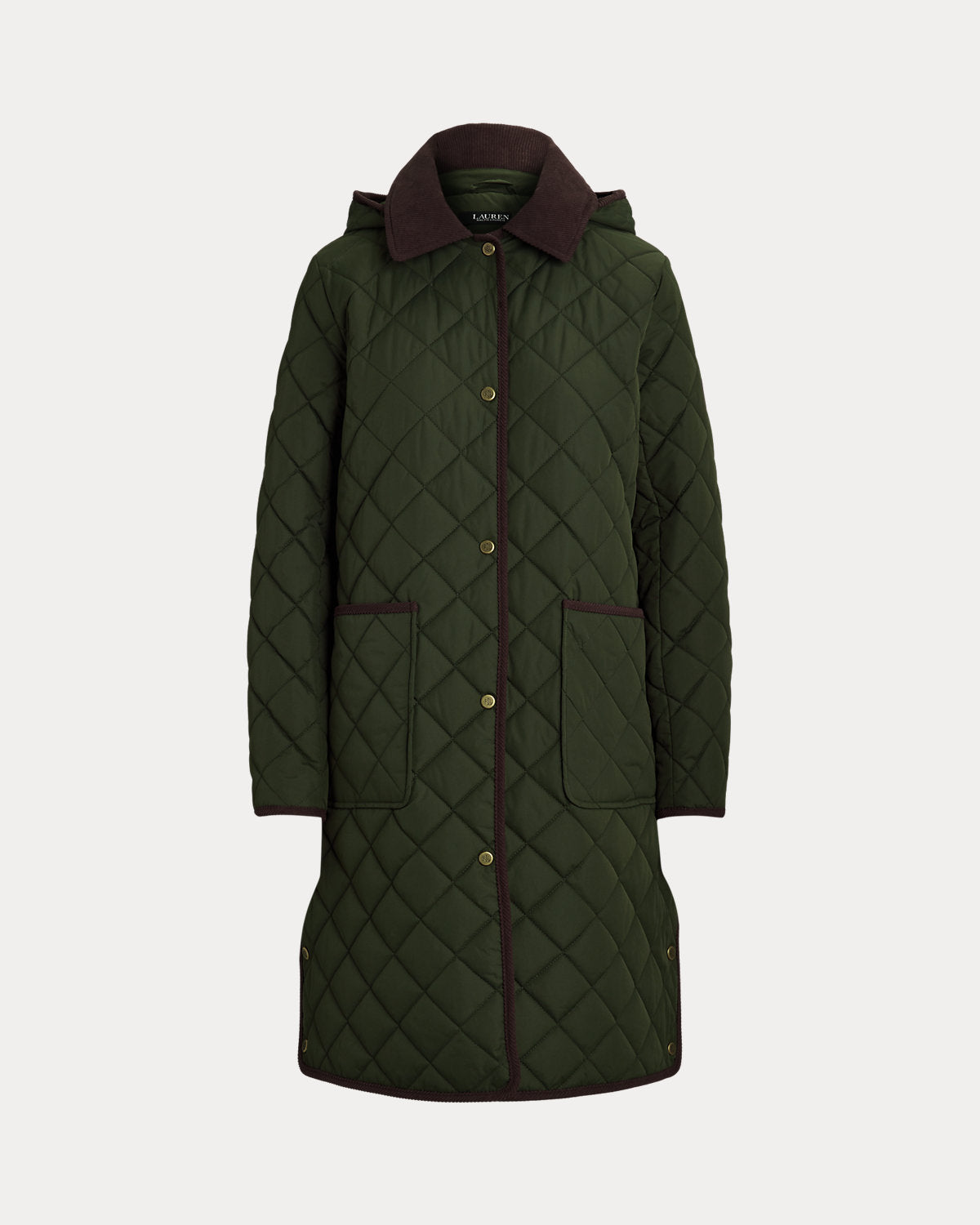 Ralph Lauren CorduroyTrim DiamondQuilted Coat