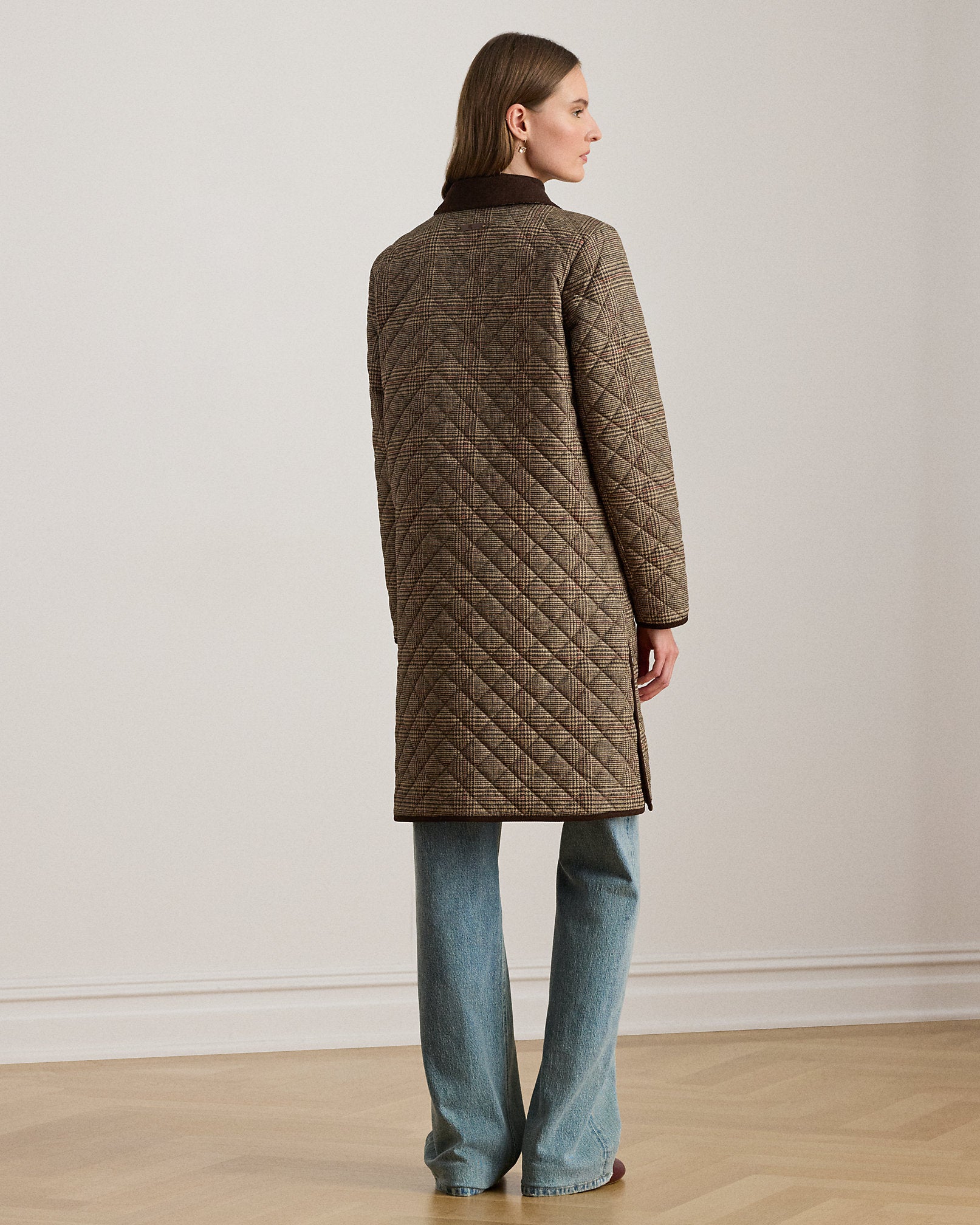 Ralph Lauren Glen Plaid CorduroyTrim Quilted Jacket