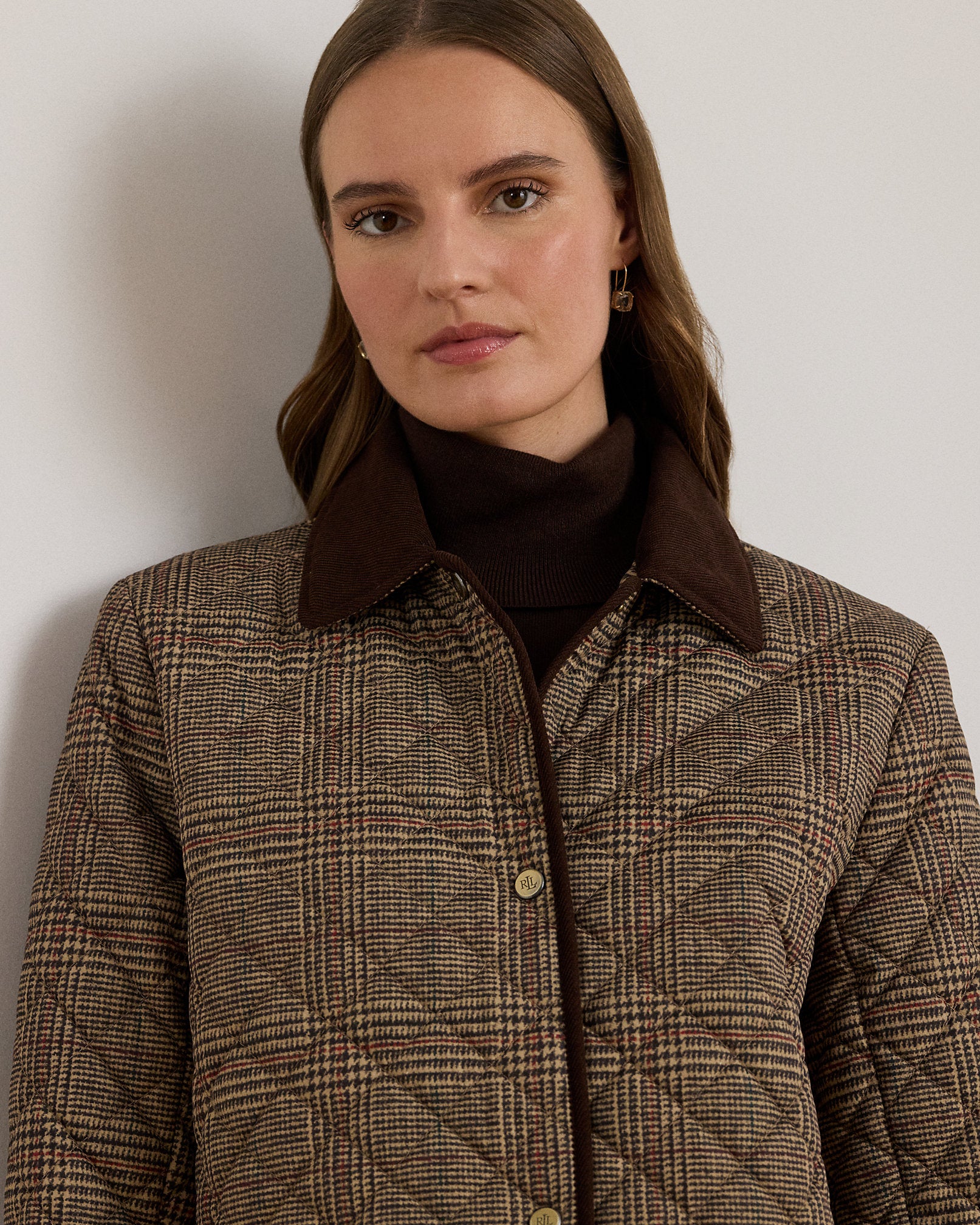 Ralph Lauren Glen Plaid CorduroyTrim Quilted Jacket