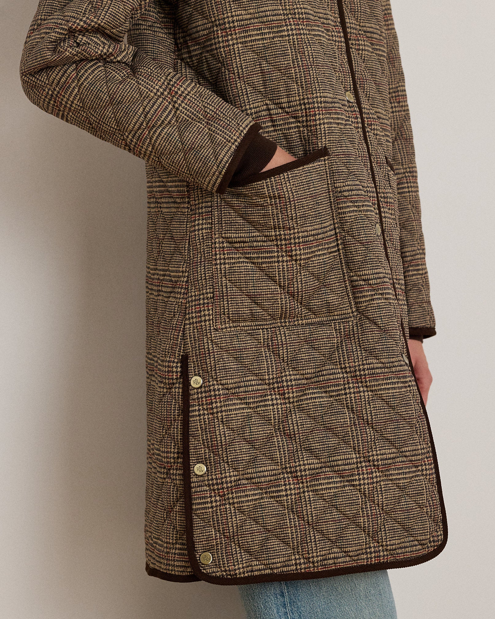 Ralph Lauren Glen Plaid CorduroyTrim Quilted Jacket