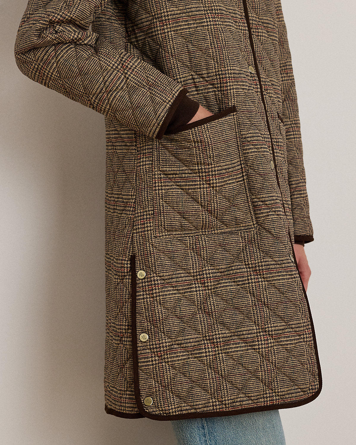 Ralph Lauren Glen Plaid CorduroyTrim Quilted Jacket