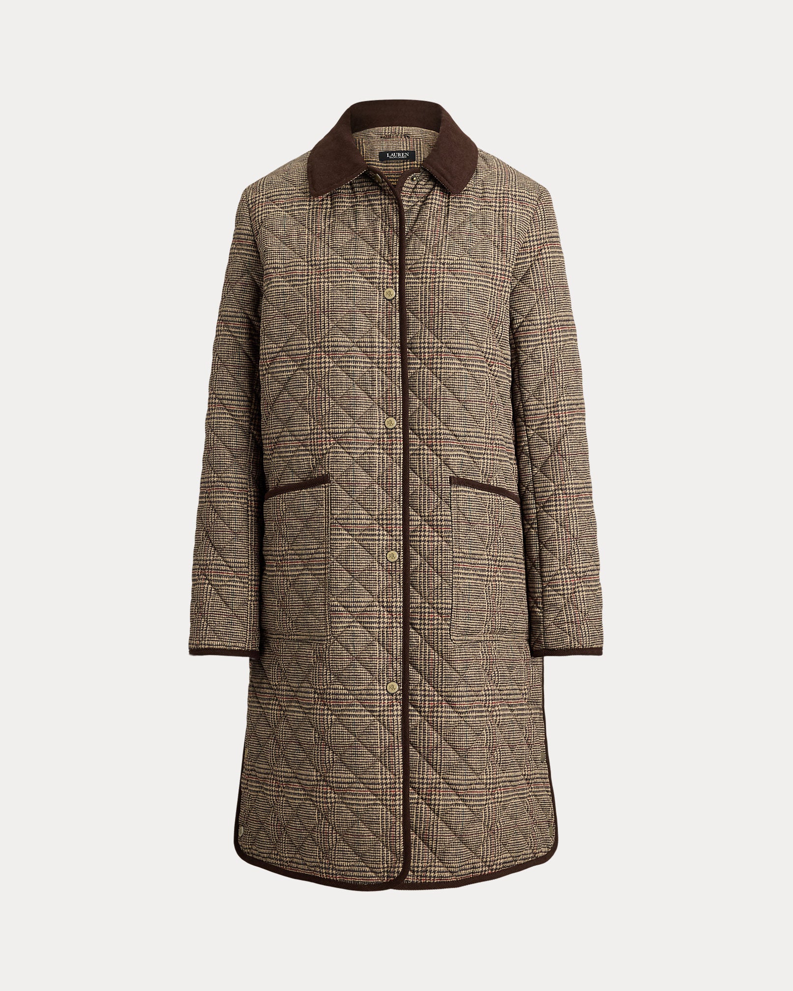 Ralph Lauren Glen Plaid CorduroyTrim Quilted Jacket