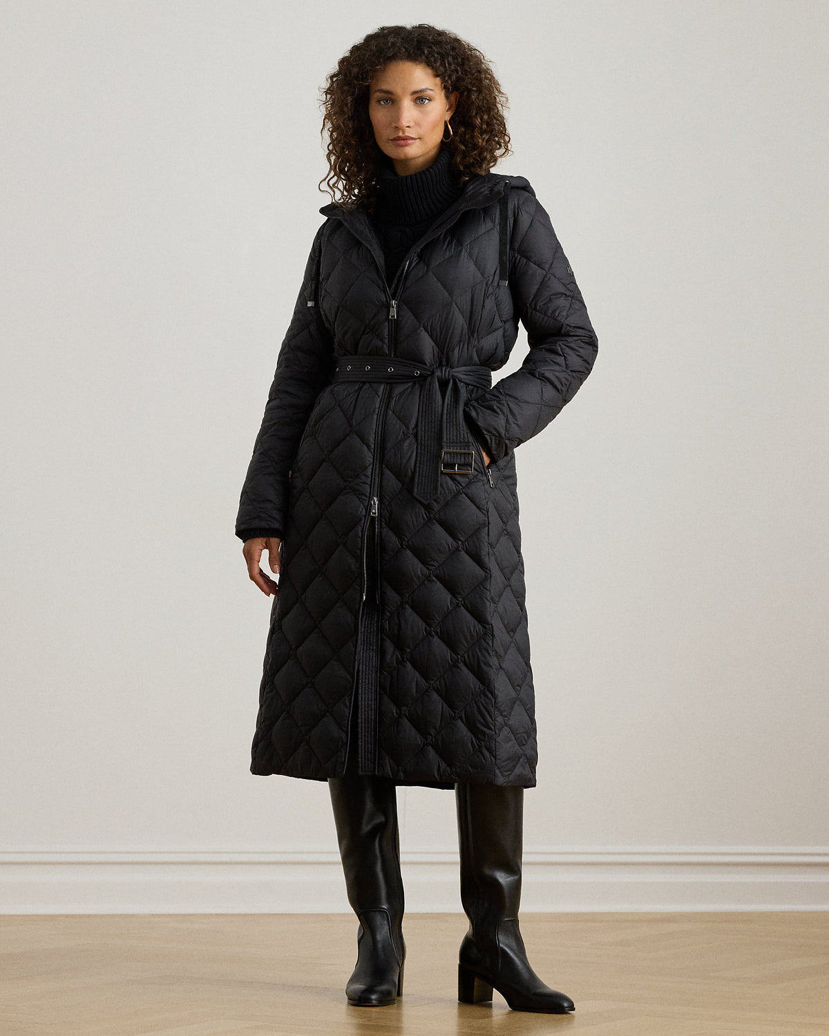 Ralph Lauren Hooded DiamondQuilted Down Maxicoat