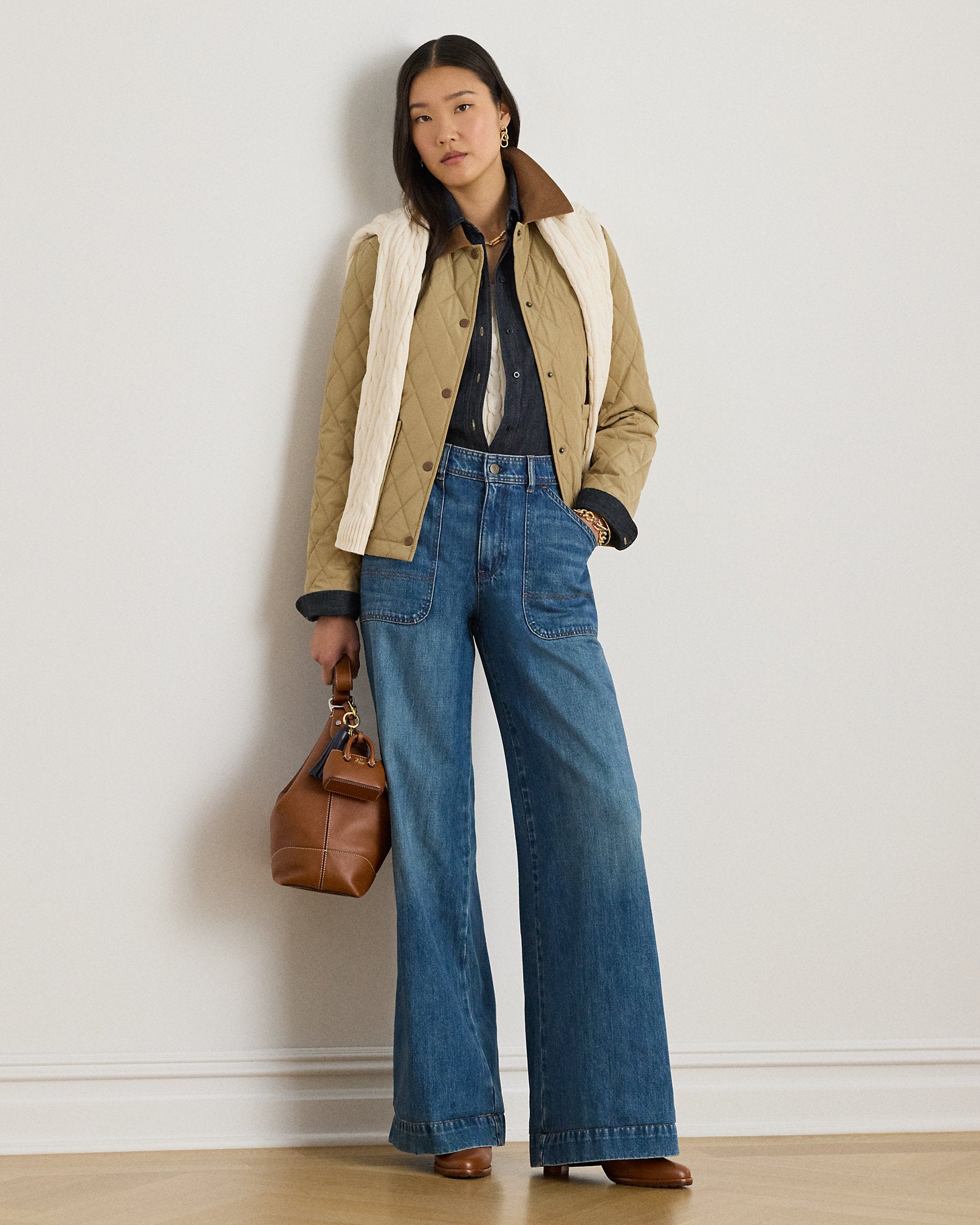 Ralph Lauren TwillTrim DiamondQuilted Barn Jacket