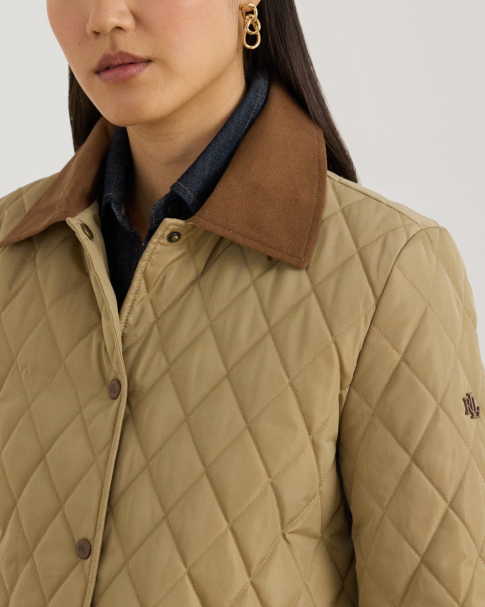 Ralph Lauren TwillTrim DiamondQuilted Barn Jacket