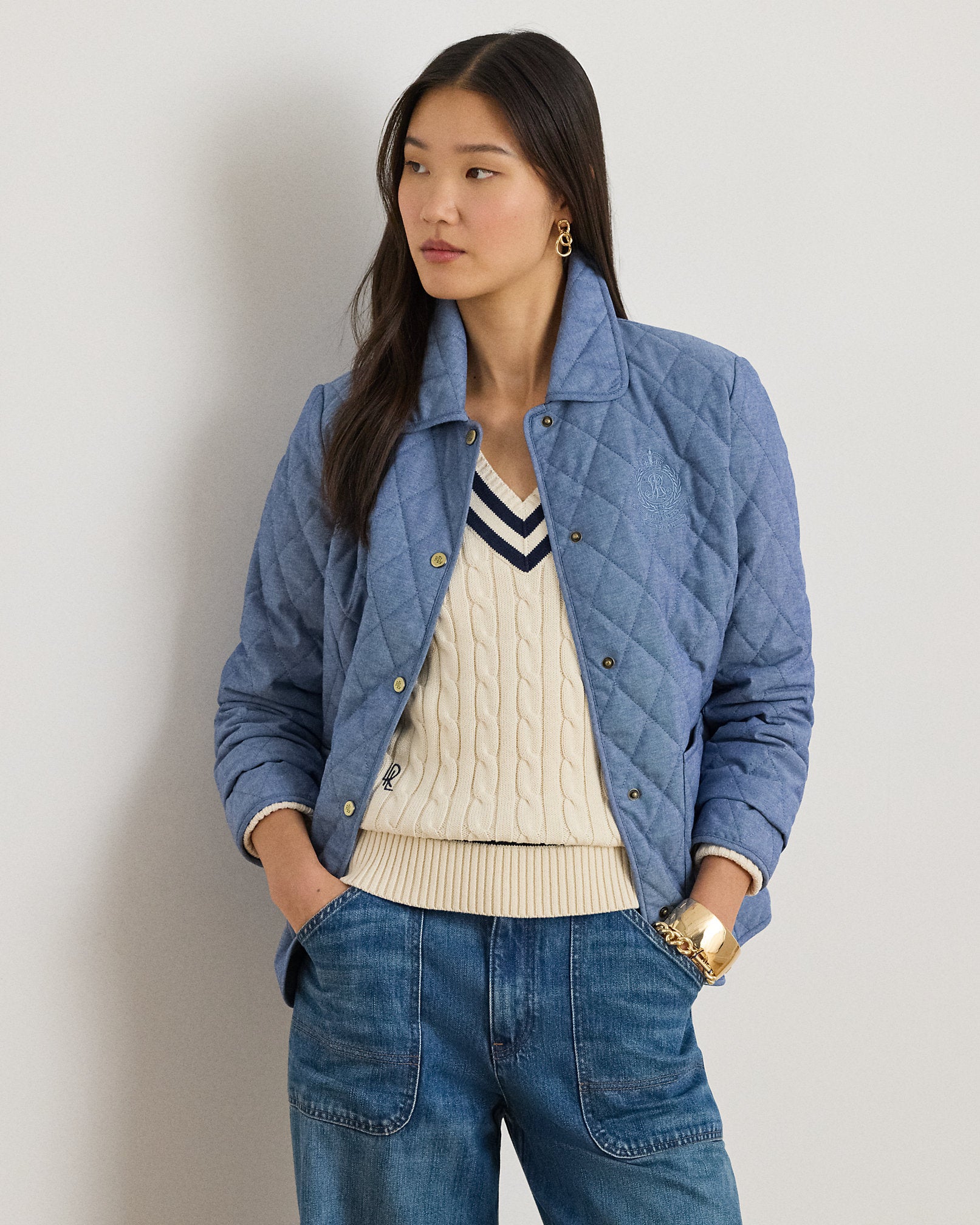 Ralph Lauren DiamondQuilted Chambray Barn Jacket
