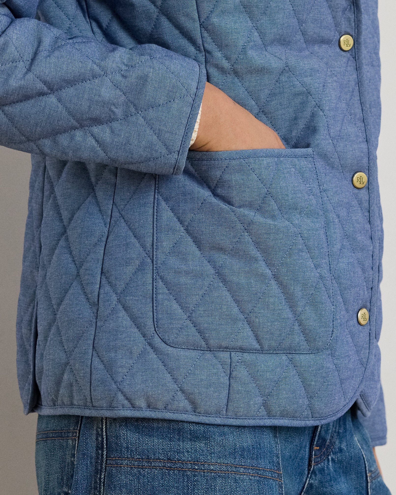 Ralph Lauren DiamondQuilted Chambray Barn Jacket