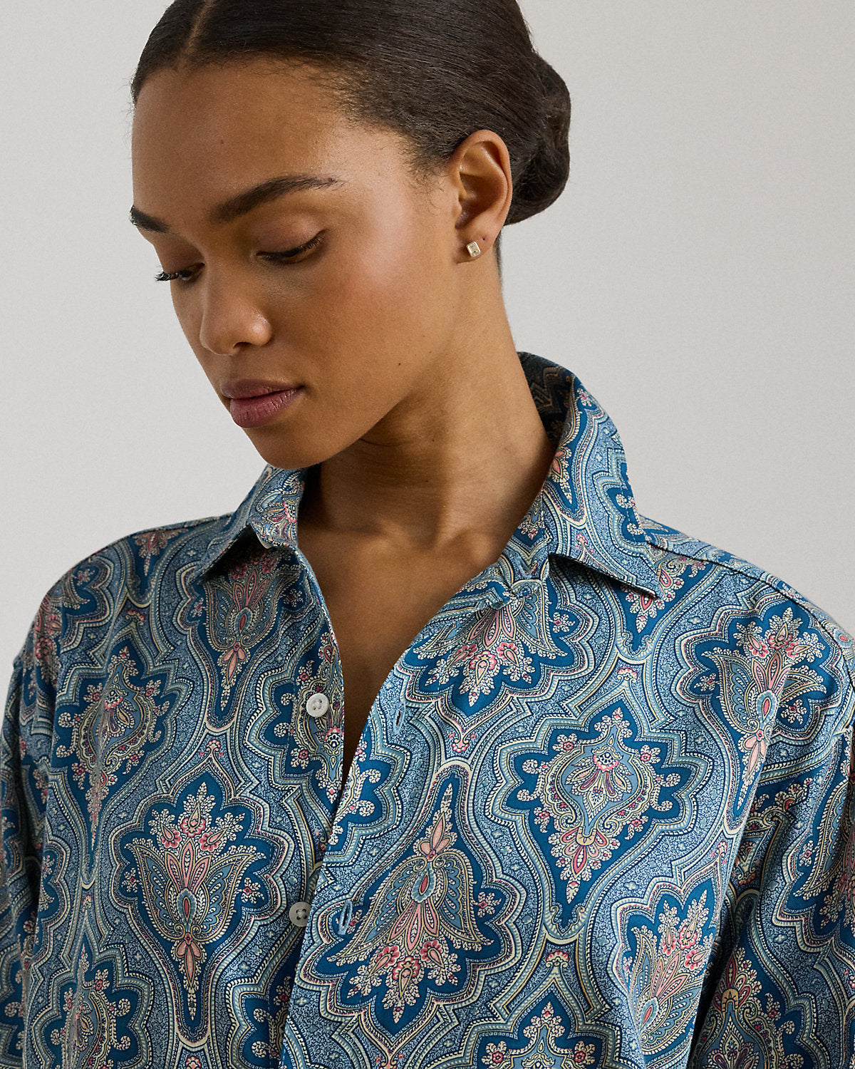 Ralph Lauren Paisley CottonBlendSateen Sleep Shirt