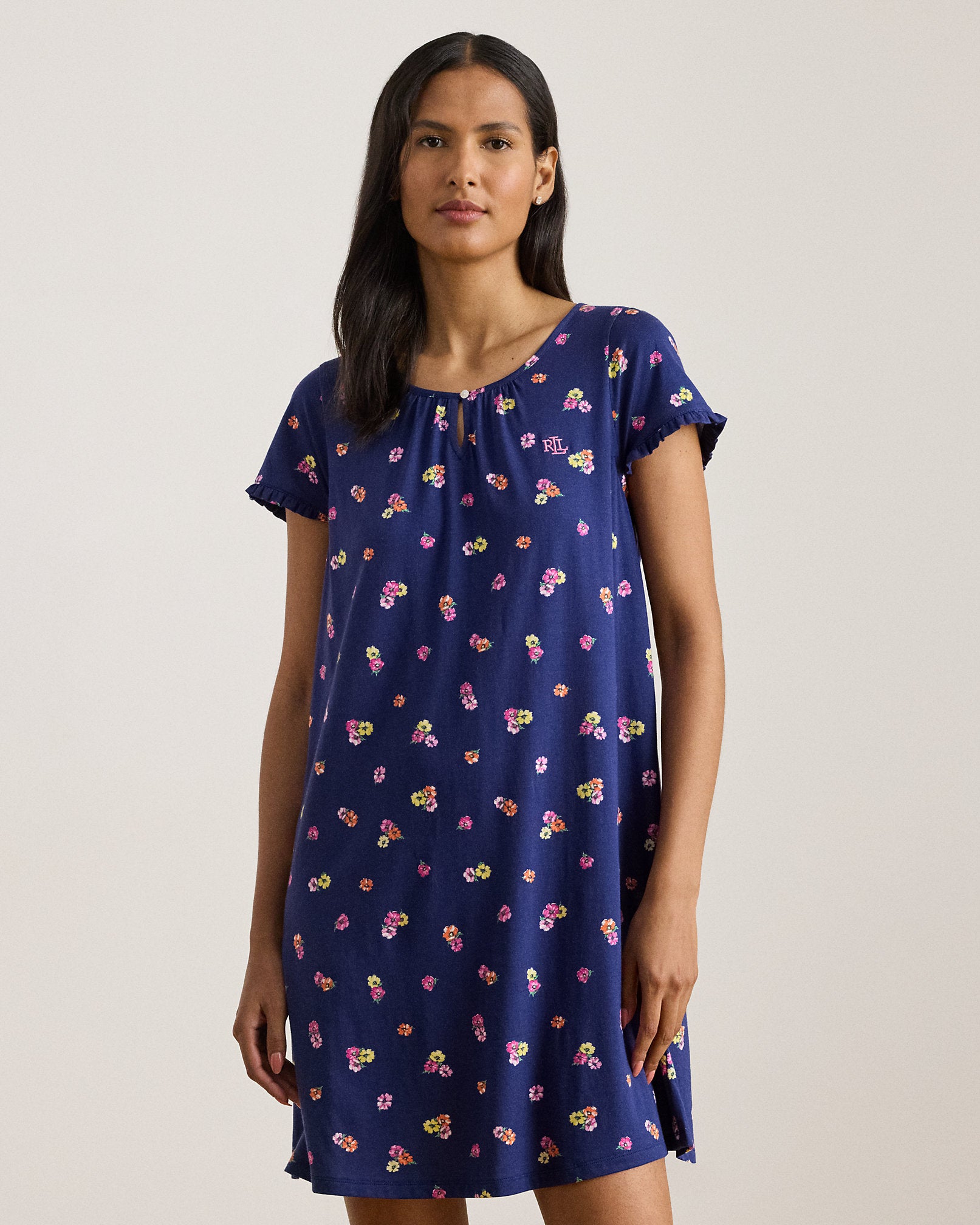 Ralph Lauren Floral RuffleTrim Jersey Nightgown