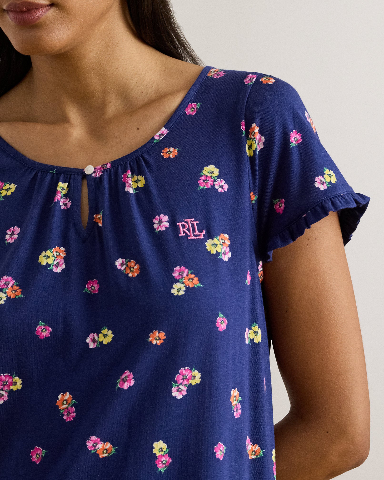 Ralph Lauren Floral RuffleTrim Jersey Nightgown