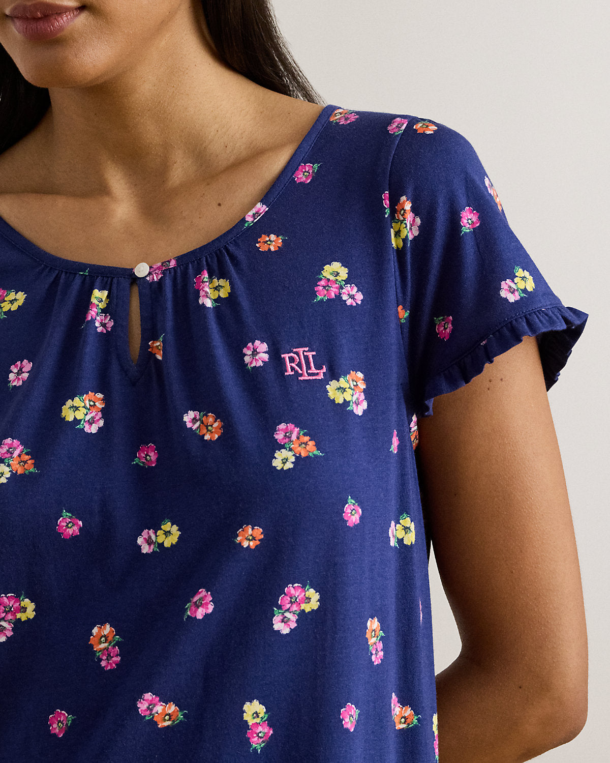Ralph Lauren Floral RuffleTrim Jersey Nightgown