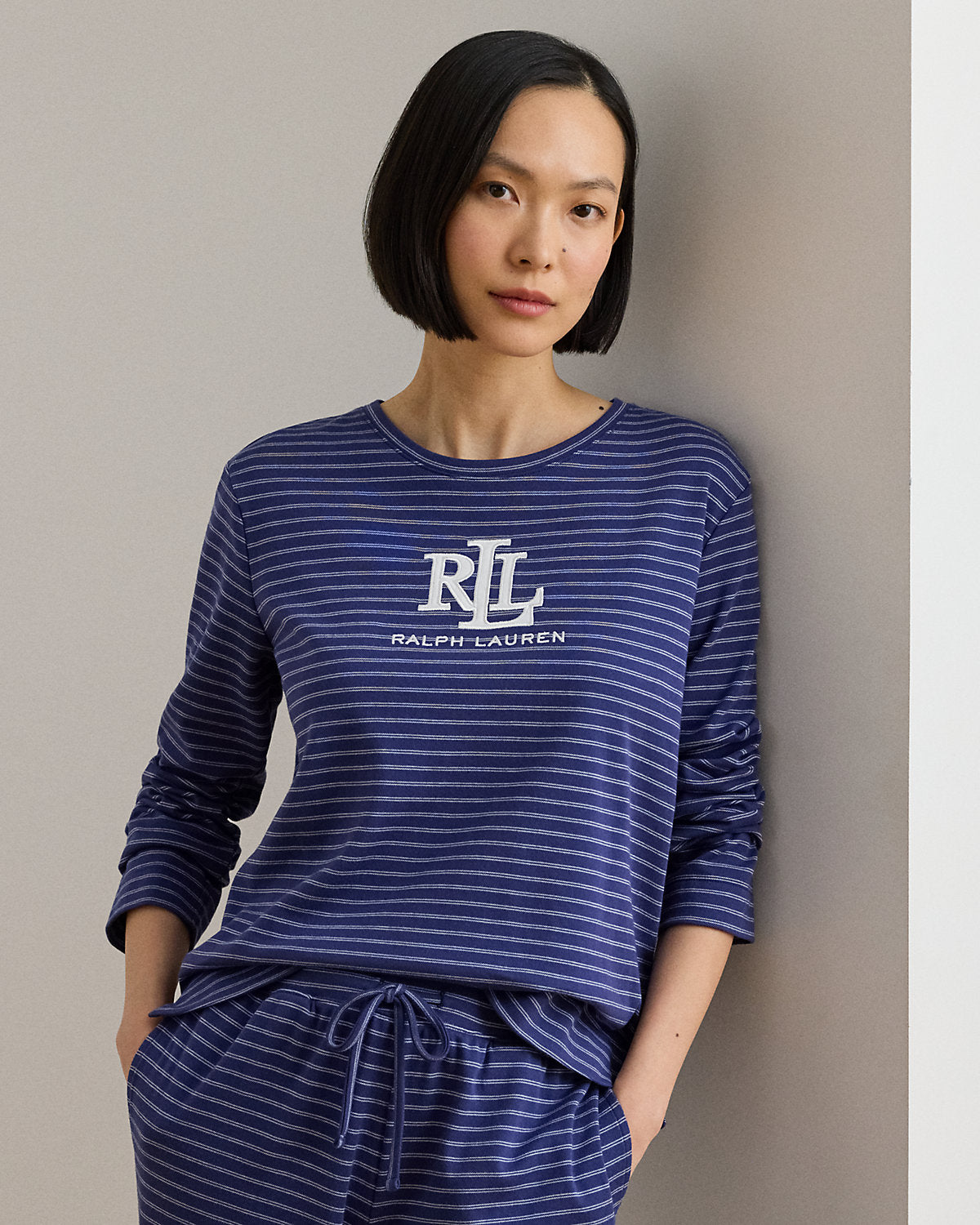 Ralph Lauren Striped CottonBlend Interlock PJ Set