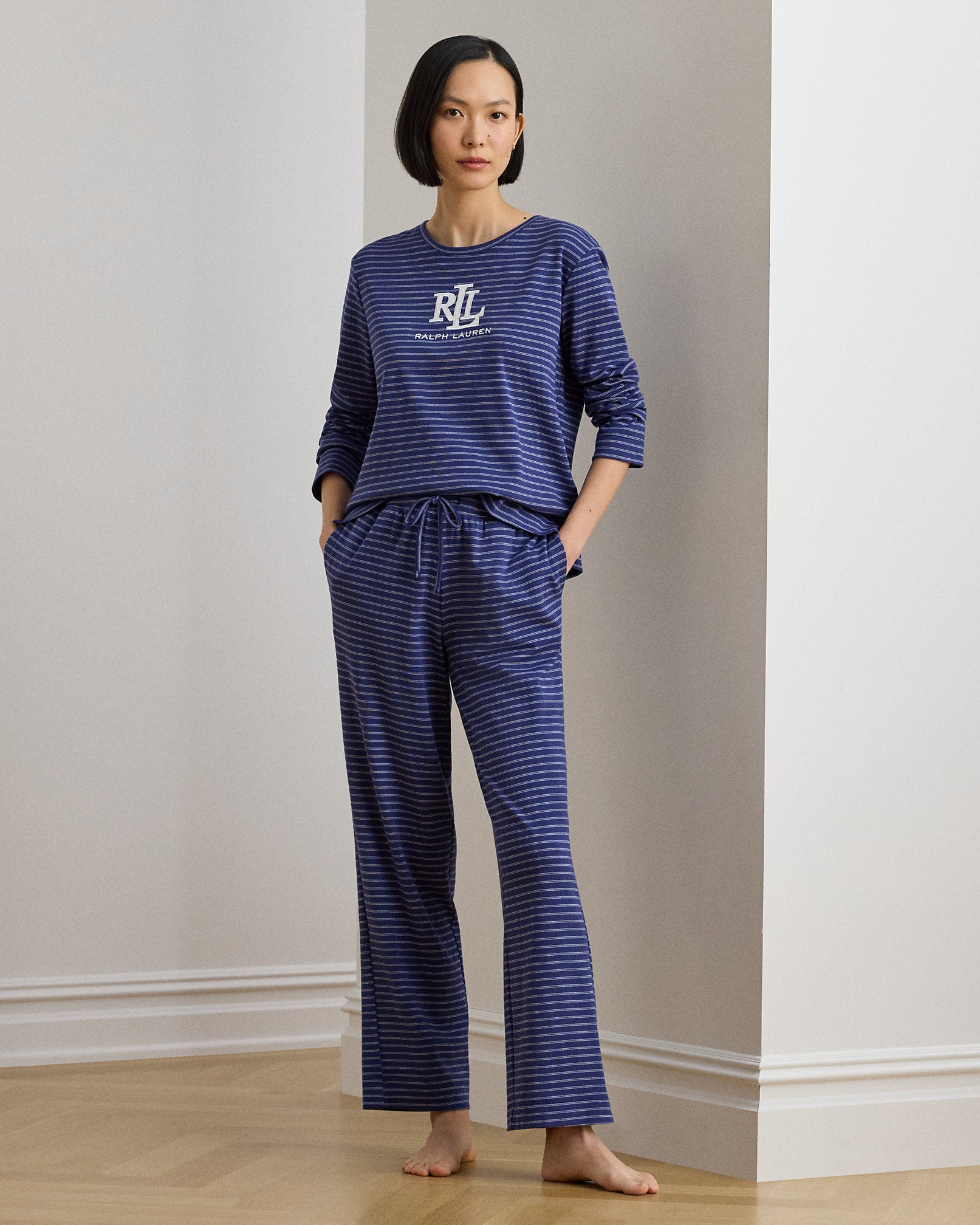 Ralph Lauren Striped CottonBlend Interlock PJ Set