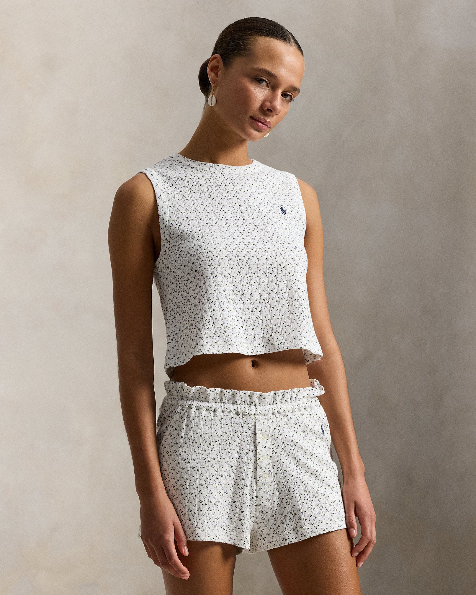 Ralph Lauren Pointelle Cotton Top Short Sleep Set