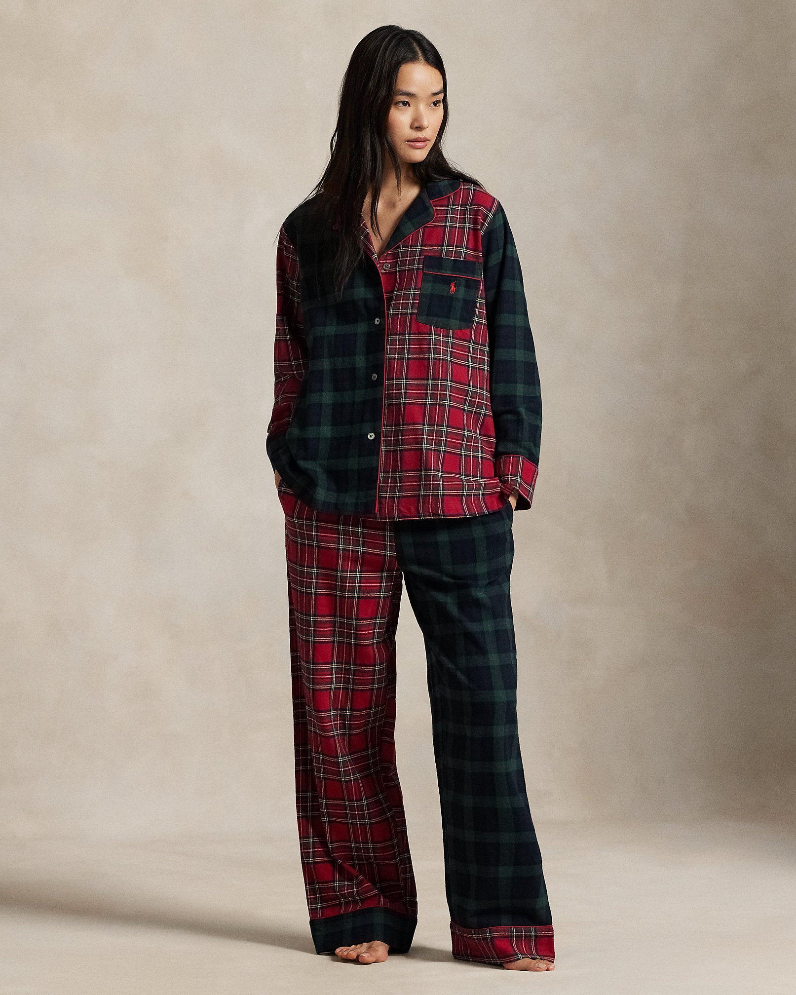 Ralph Lauren Plaid Flannel LongSleeve Pajama Set