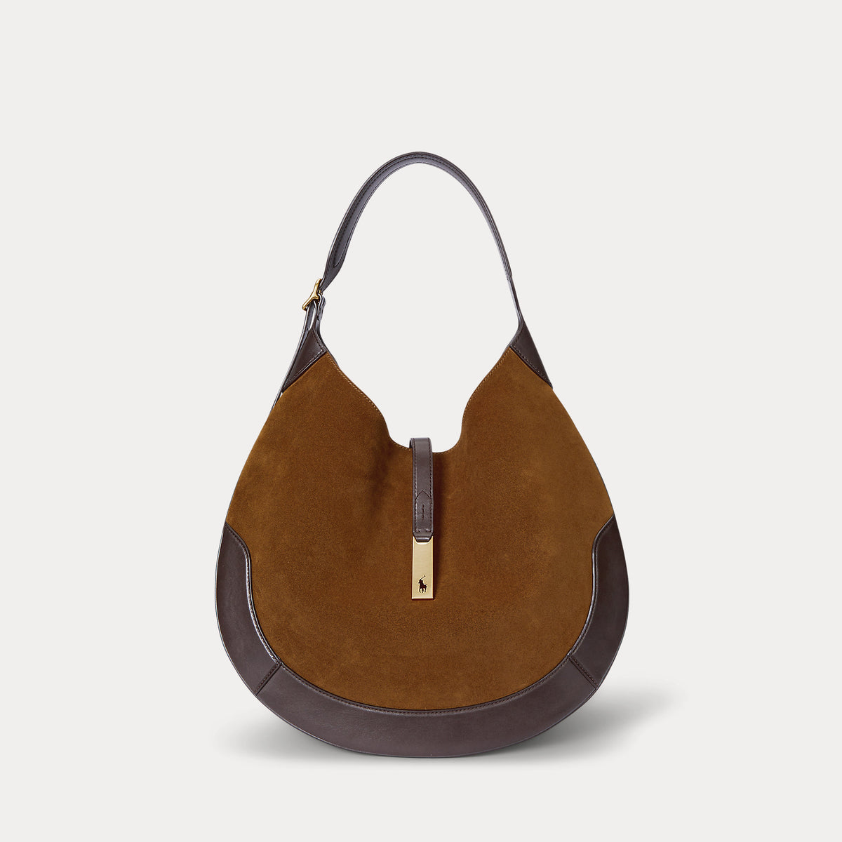 Ralph Lauren Polo ID Suede Large Shoulder Bag