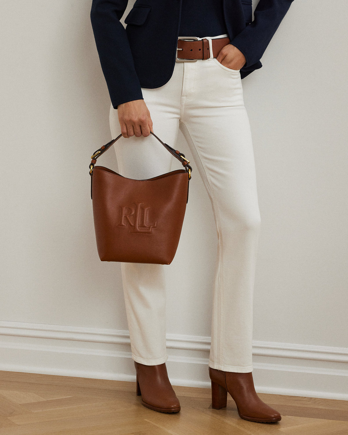 Ralph Lauren Leather Medium Witley Bucket Bag