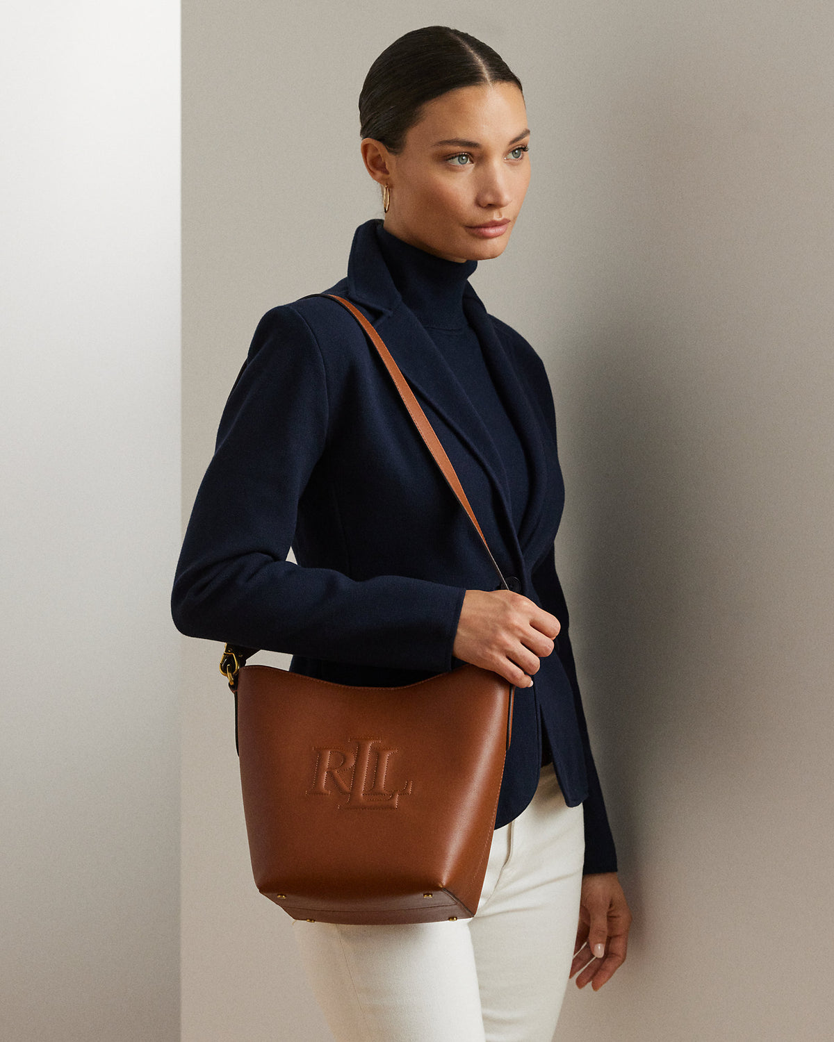 Ralph Lauren Leather Medium Witley Bucket Bag