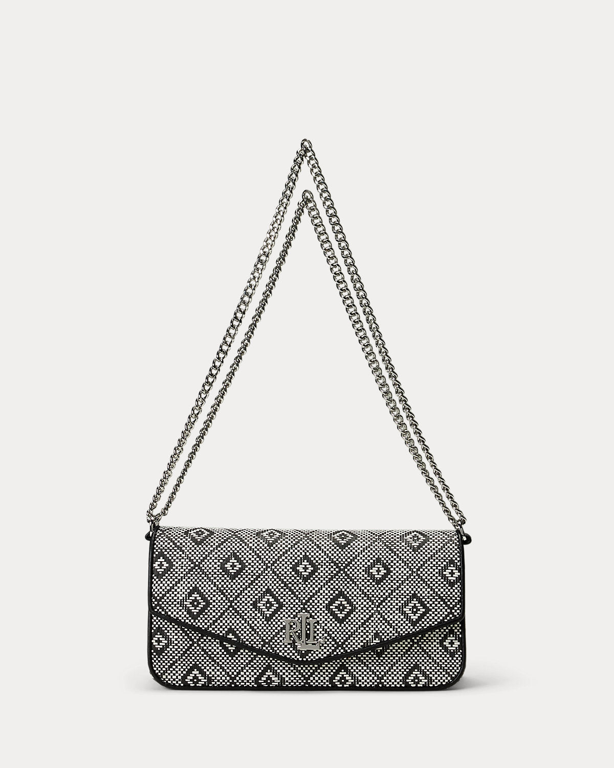 Ralph Lauren GeoMotif Woven Straw Medium Sawyer Bag