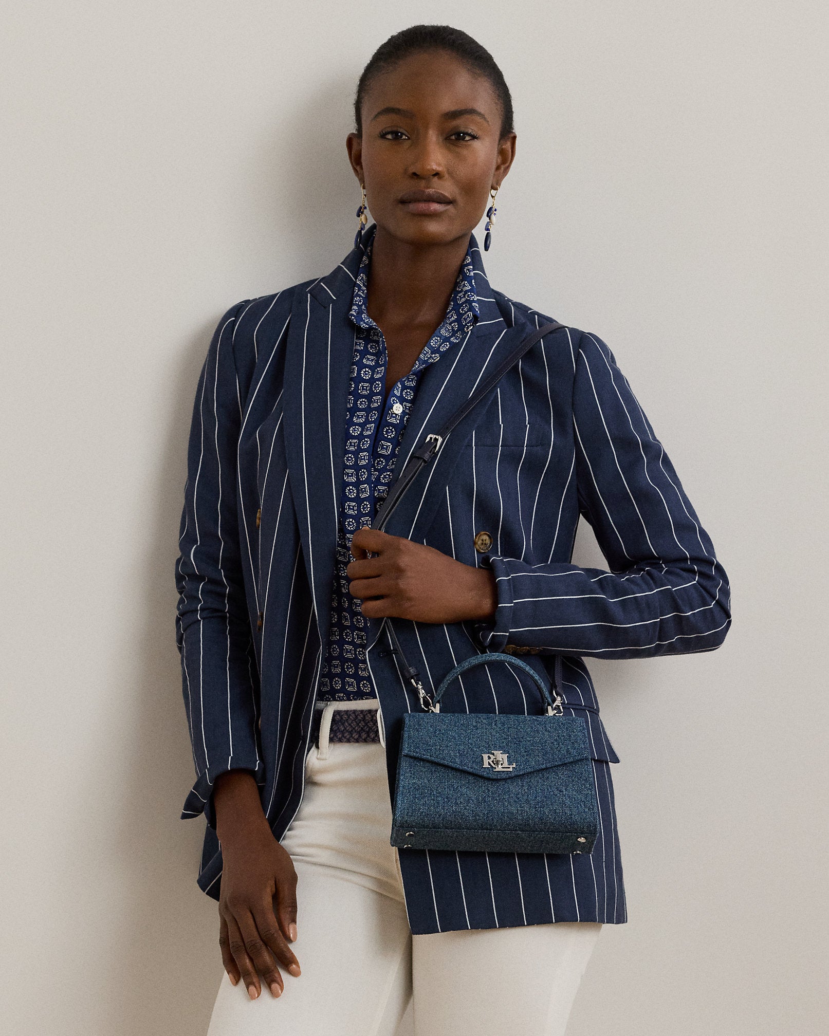 Ralph Lauren Washed Denim Small Farrah Satchel