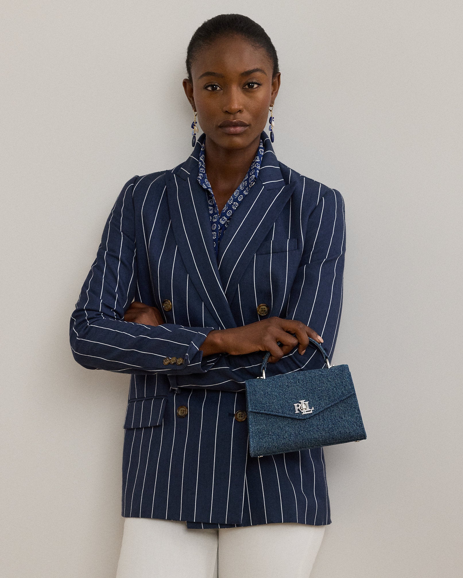 Ralph Lauren Washed Denim Small Farrah Satchel