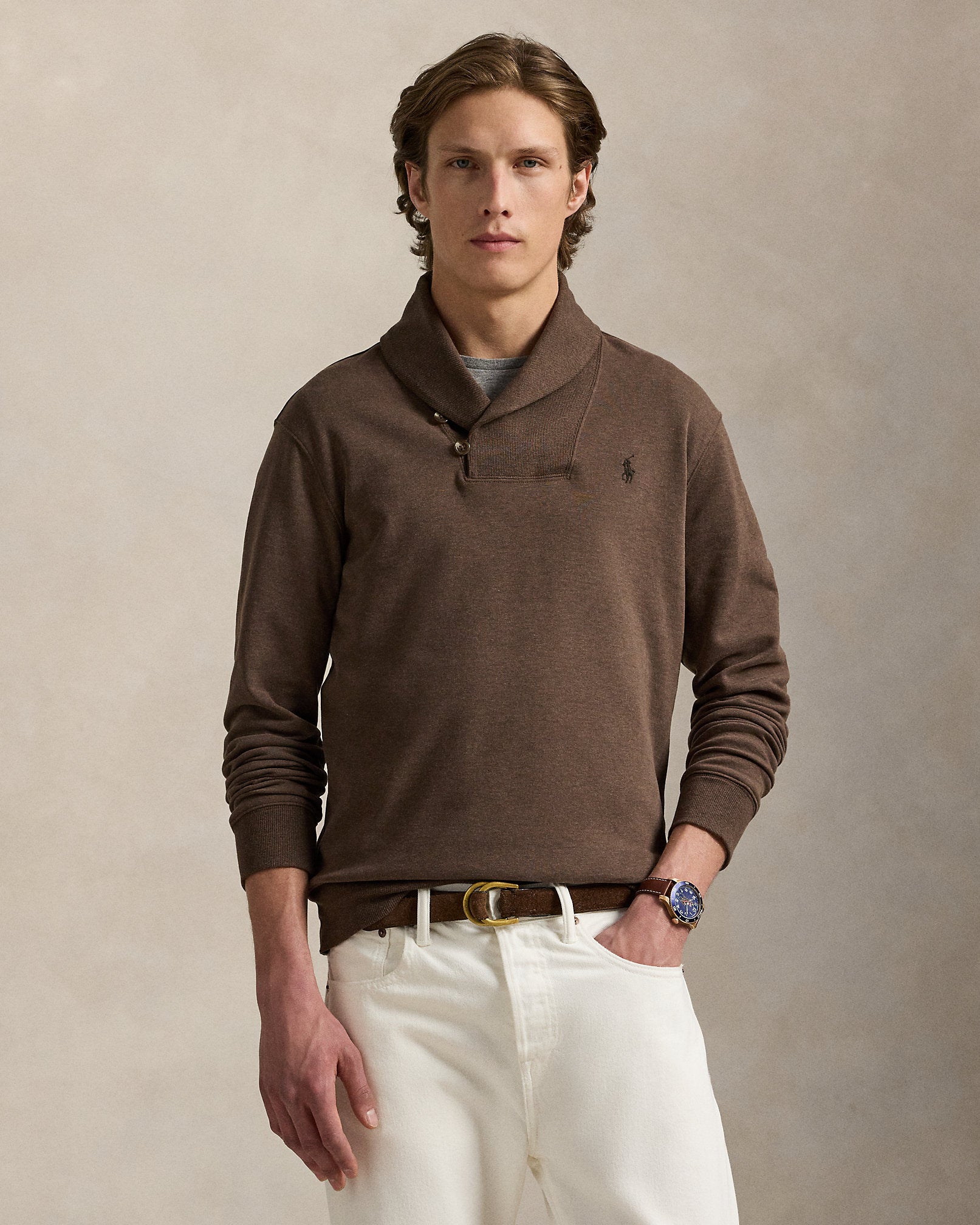 Ralph Lauren Luxury Jersey ShawlCollar Pullover