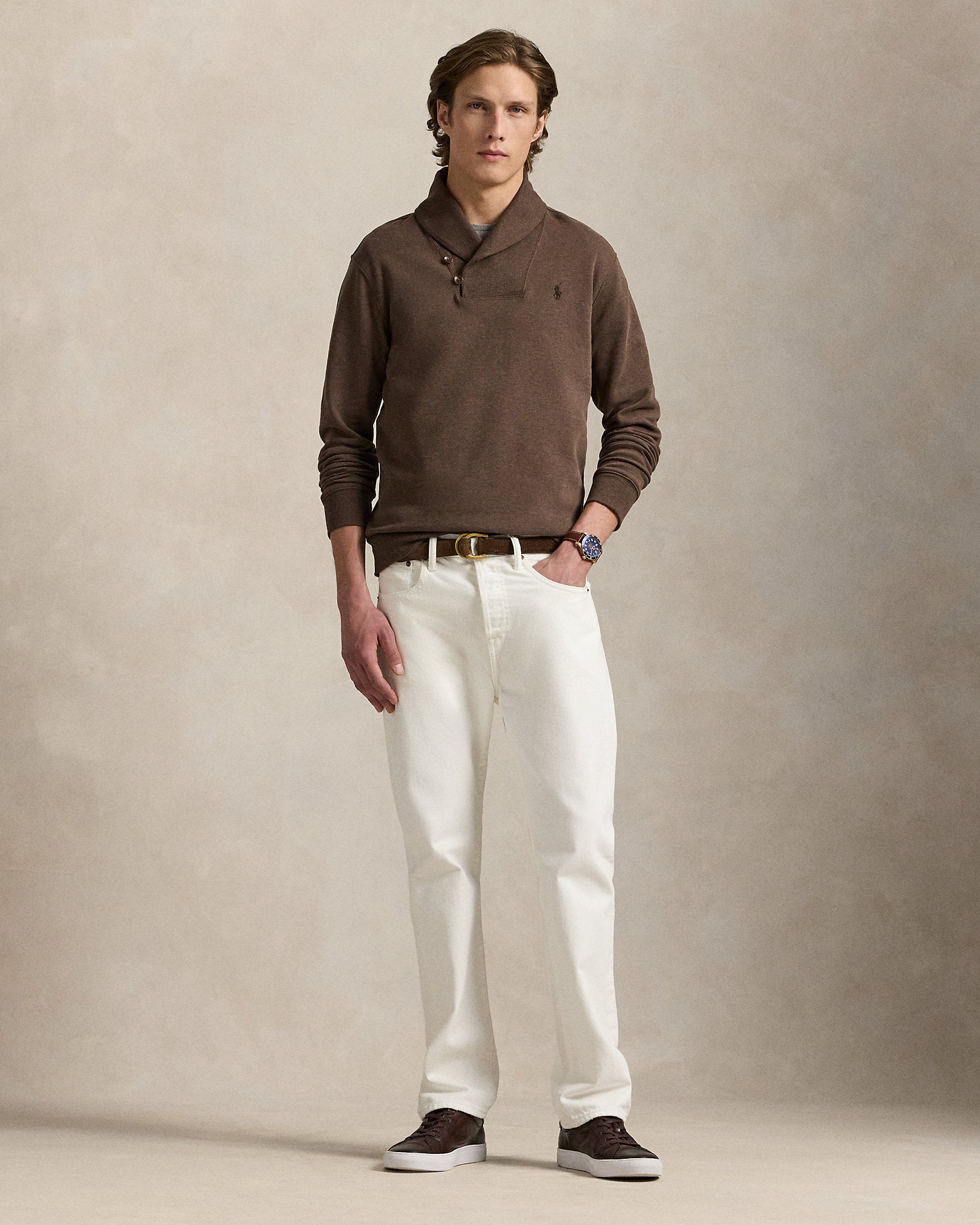 Ralph Lauren Luxury Jersey ShawlCollar Pullover
