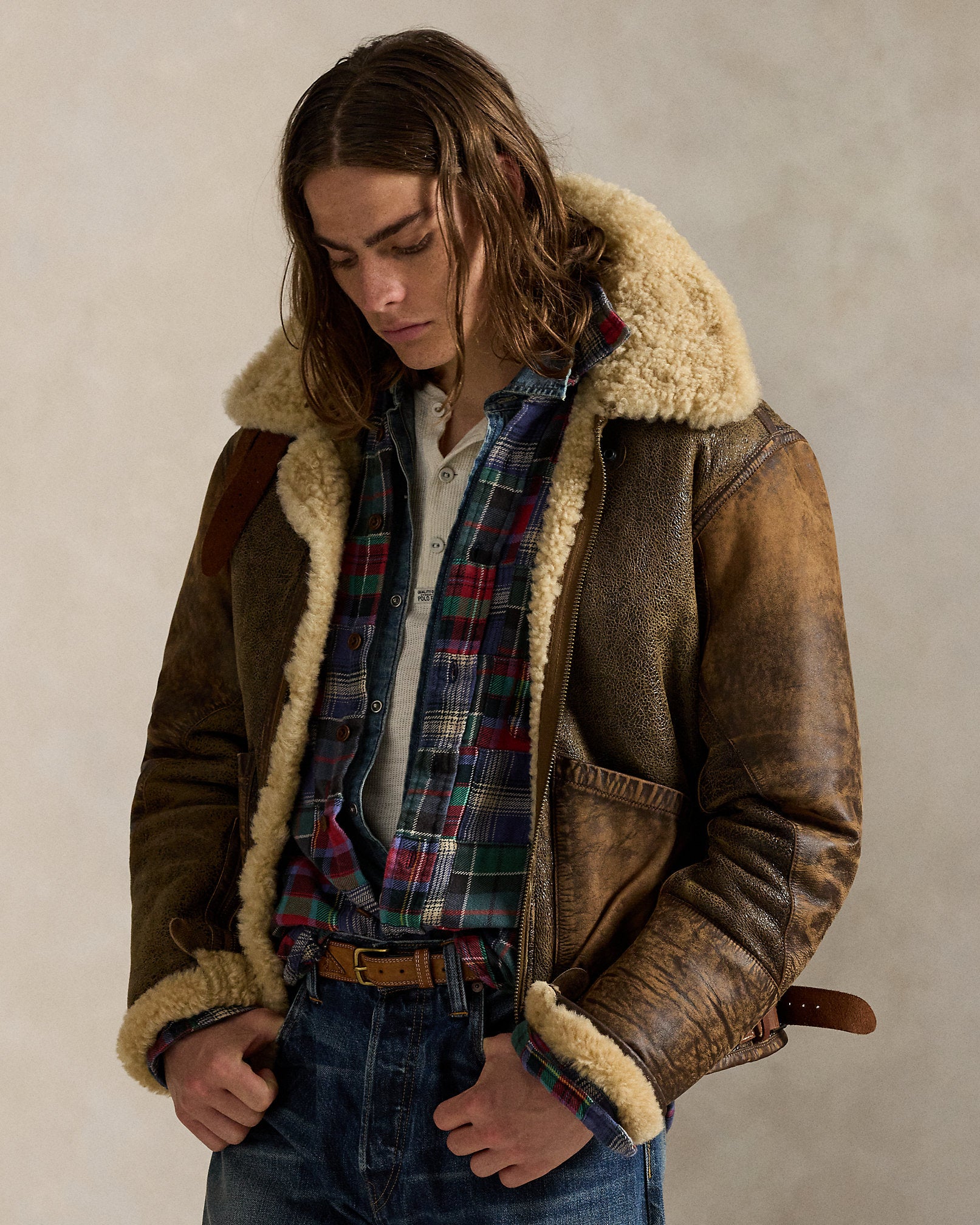 Ralph Lauren LeatherTrim Shearling Flight Jacket